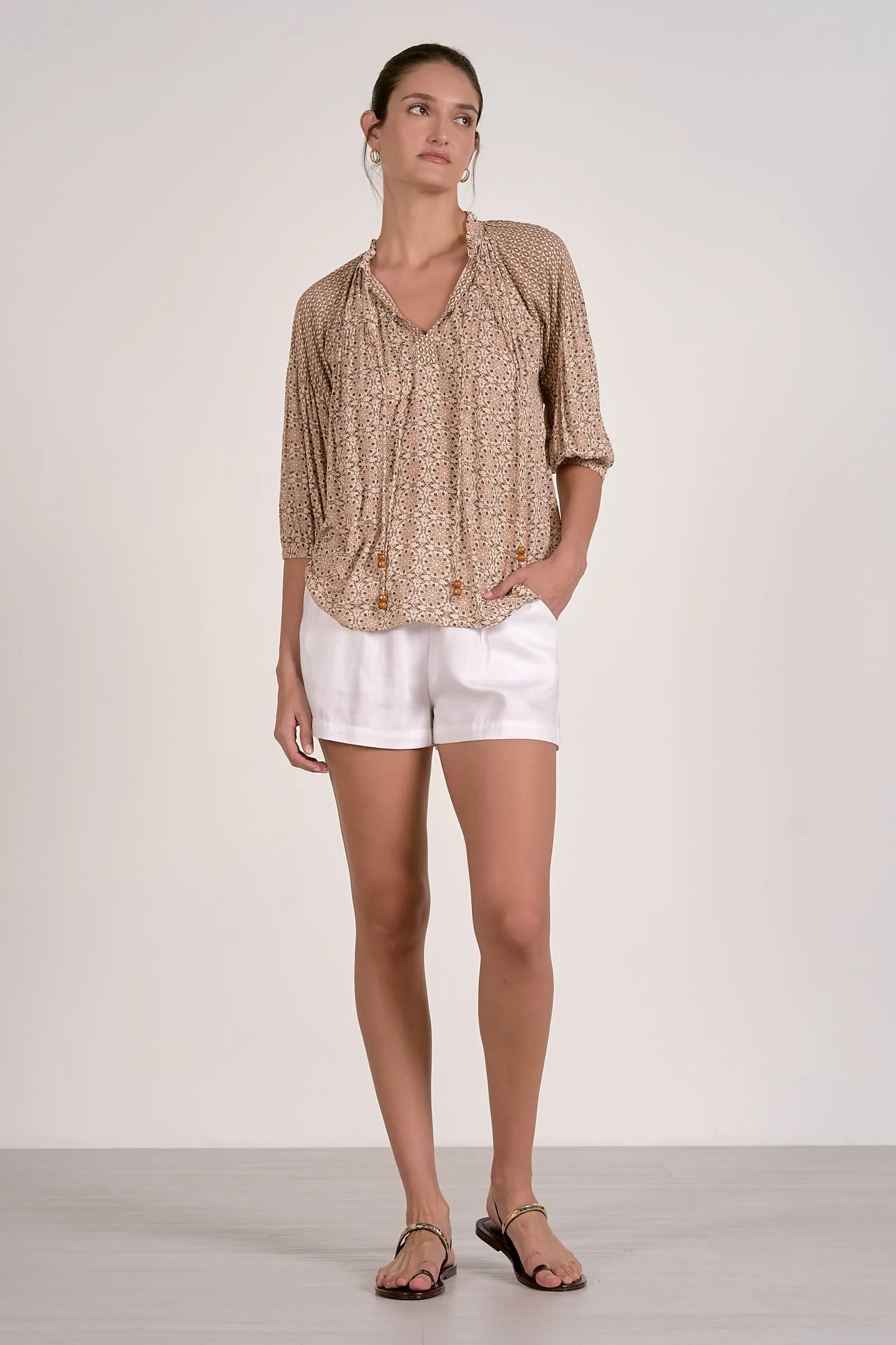 Alanna Printed Top, Natural Boho | Elan sold by North & Main Clothing Company product image thumbnail 2