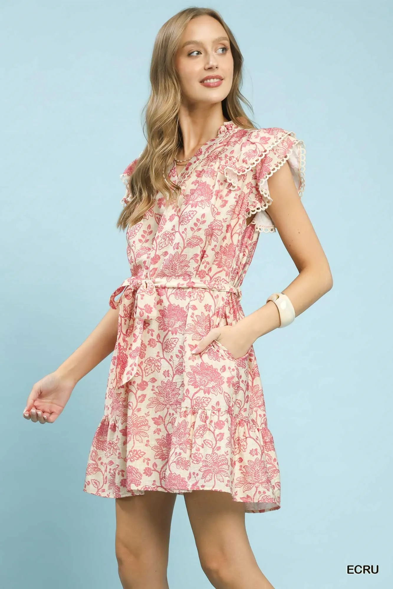 Sonoma Printed Mini Dress, Ecru sold by North & Main Clothing Company