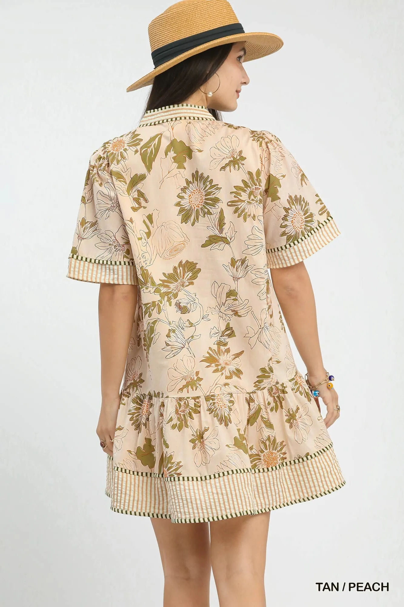 Sierra Floral Mini Dress, Tan/Peach sold by North & Main Clothing Company product image thumbnail 5
