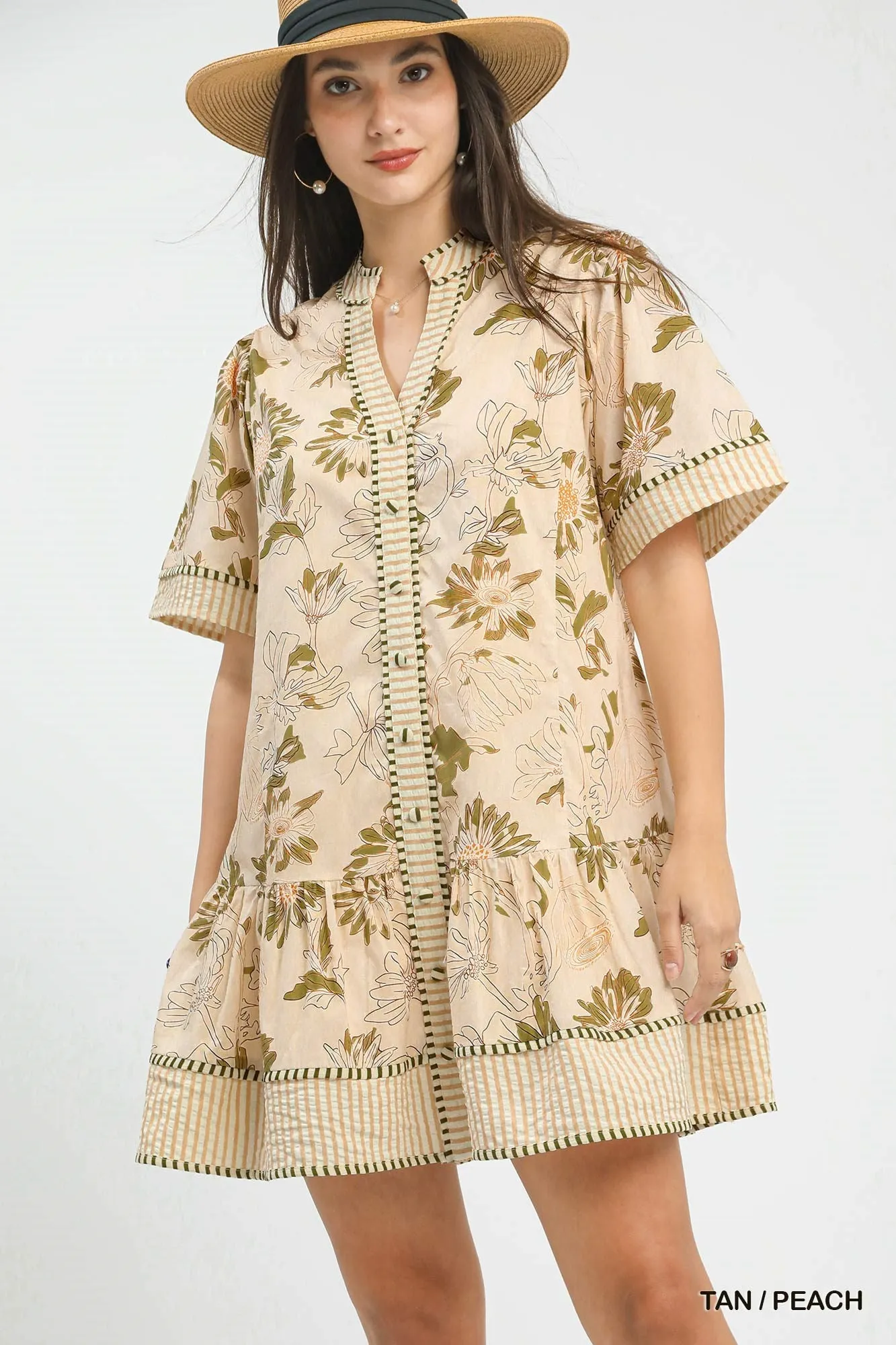 Sierra Floral Mini Dress, Tan/Peach sold by North & Main Clothing Company product image thumbnail 2