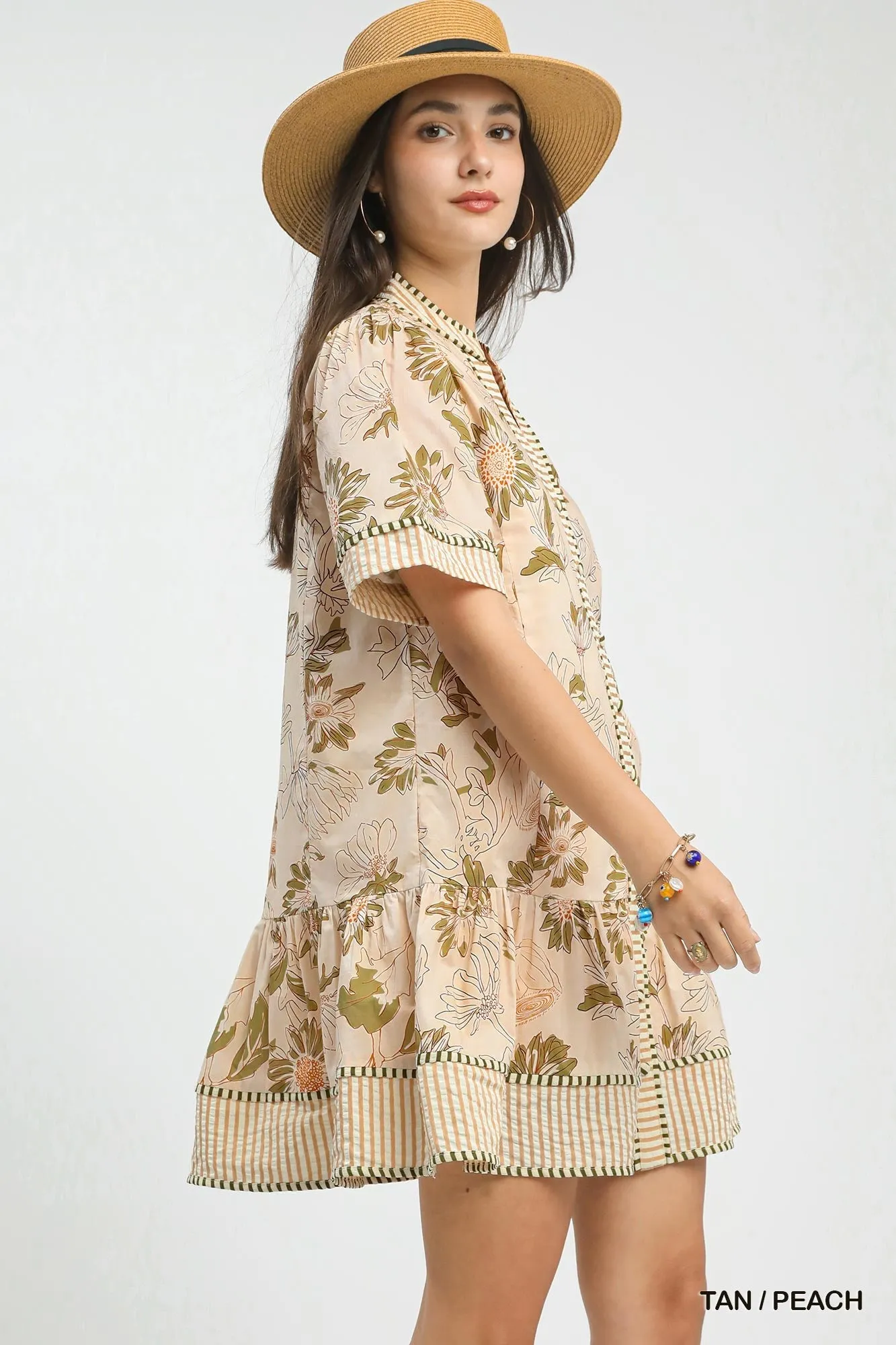 Sierra Floral Mini Dress, Tan/Peach sold by North & Main Clothing Company product image thumbnail 3