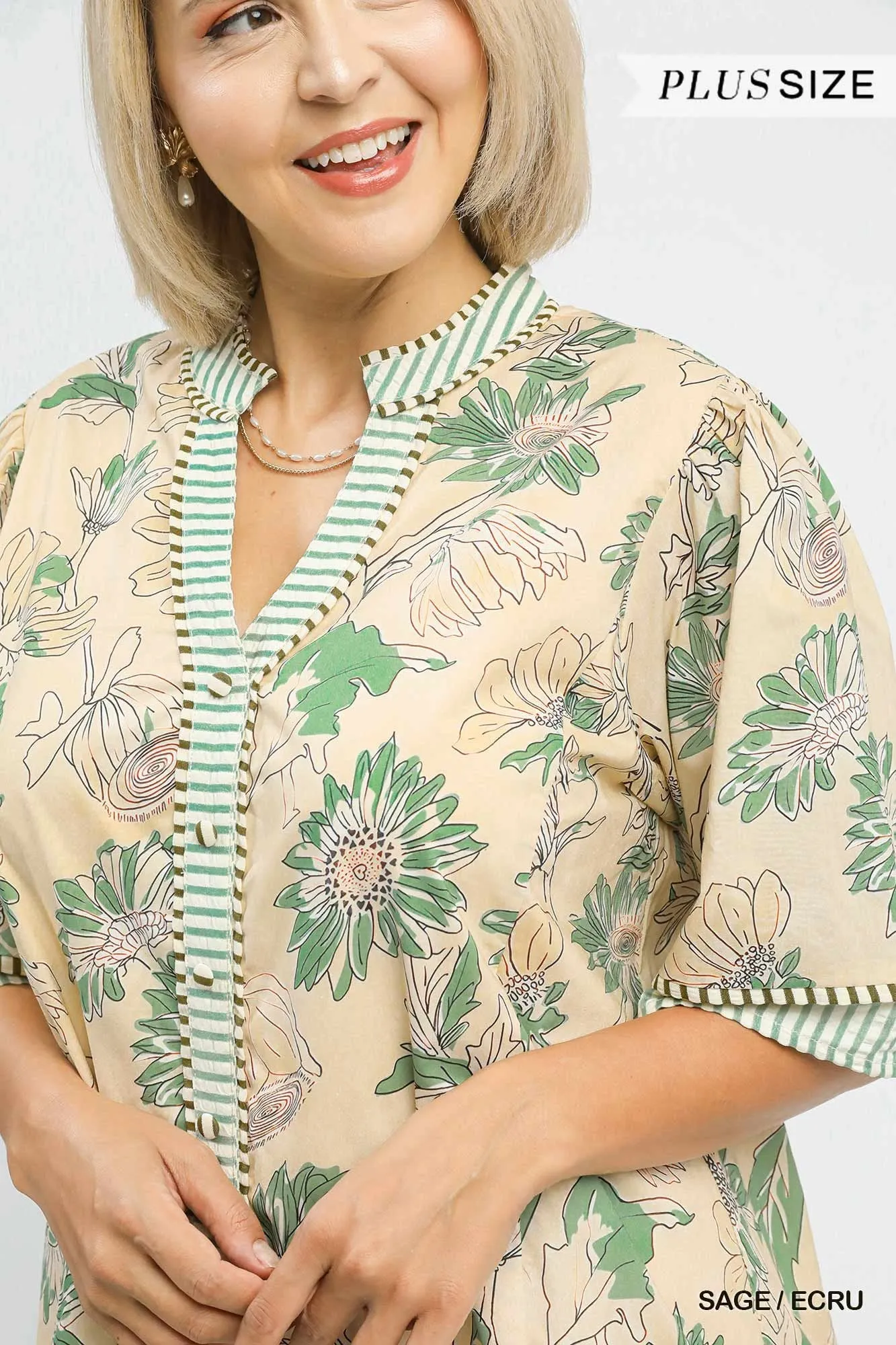 Sierra Floral Mini Dress, Sage/Ecru | Plus Size sold by North & Main Clothing Company product image thumbnail 4