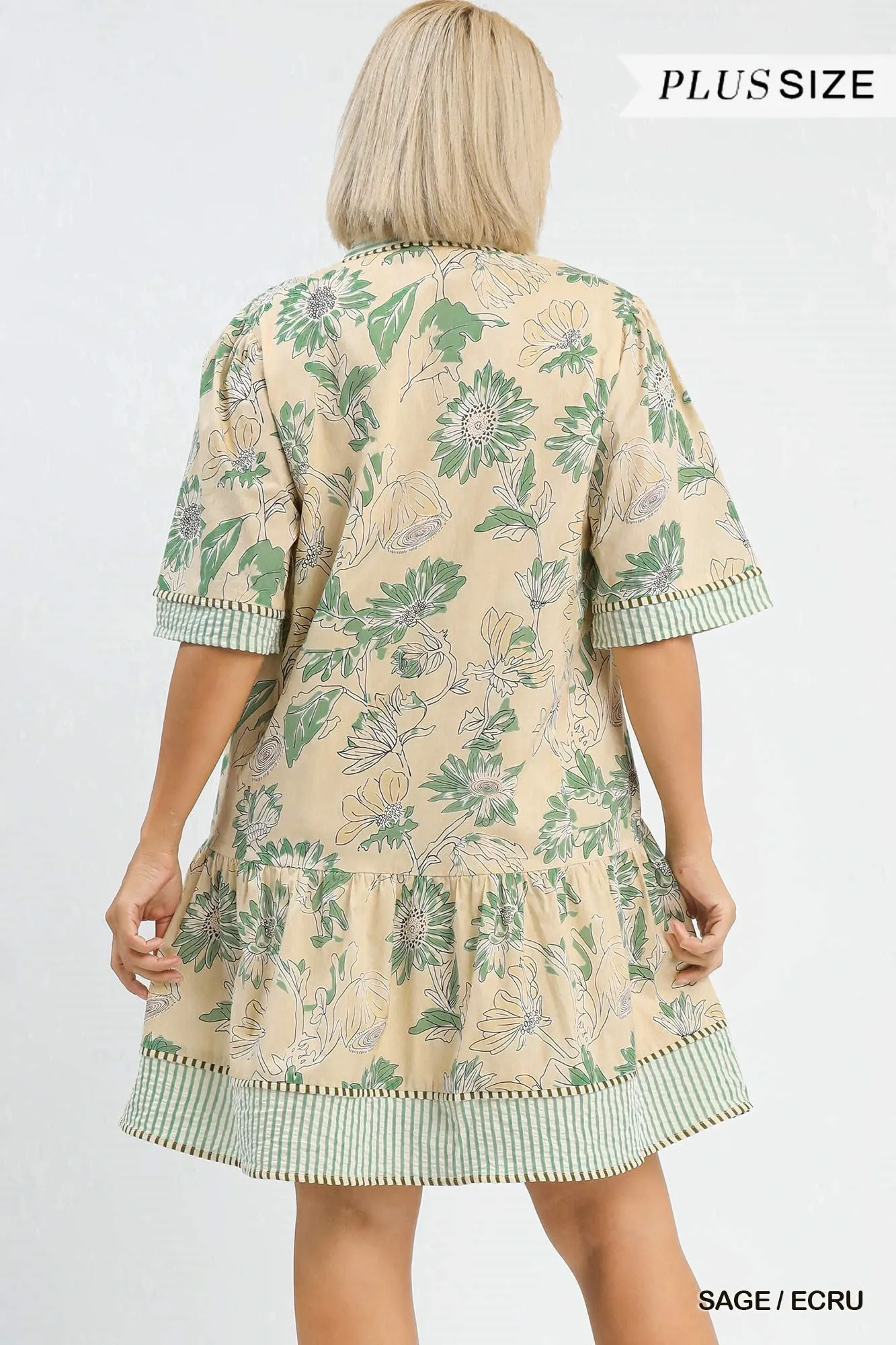 Sierra Floral Mini Dress, Sage/Ecru | Plus Size sold by North & Main Clothing Company product image thumbnail 5