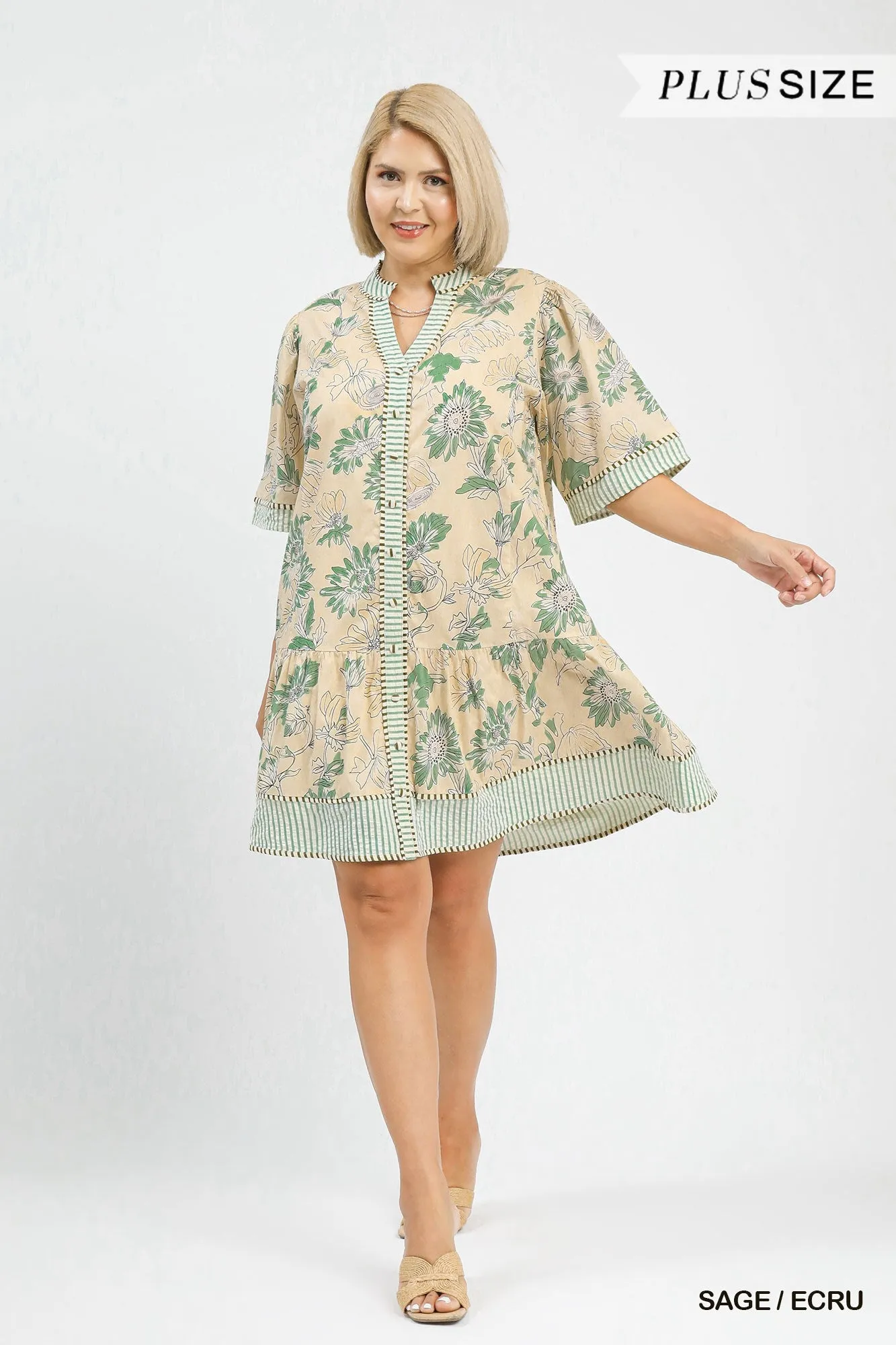 Sierra Floral Mini Dress, Sage/Ecru | Plus Size sold by North & Main Clothing Company product image thumbnail 2