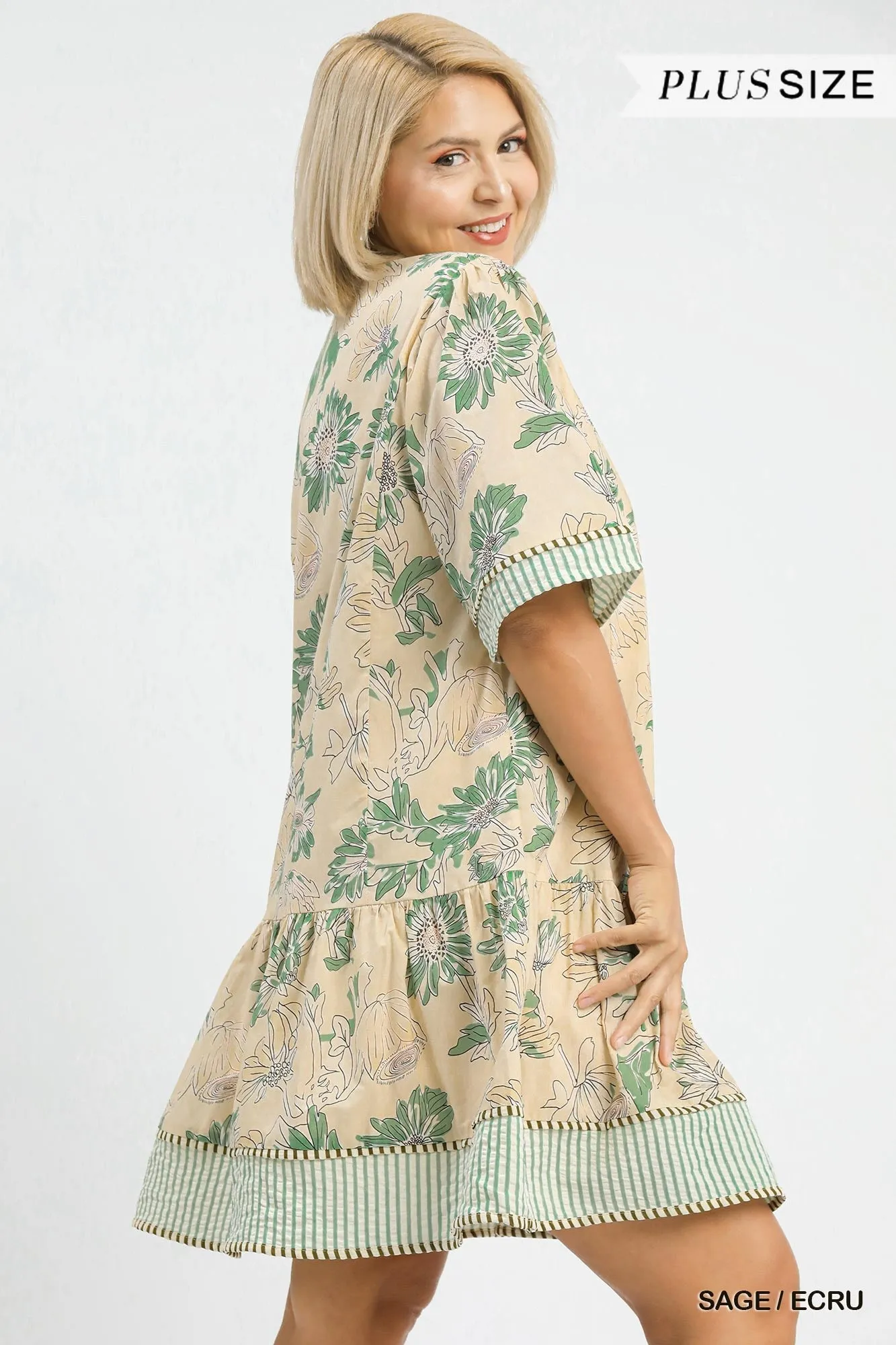 Sierra Floral Mini Dress, Sage/Ecru | Plus Size sold by North & Main Clothing Company product image thumbnail 3