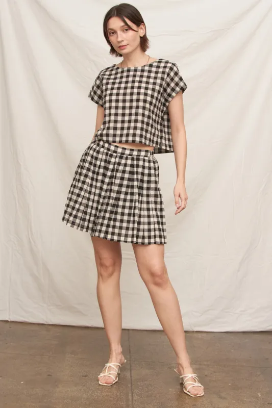 Jovie Pleated Skirt, Black Ivory made by En Creme