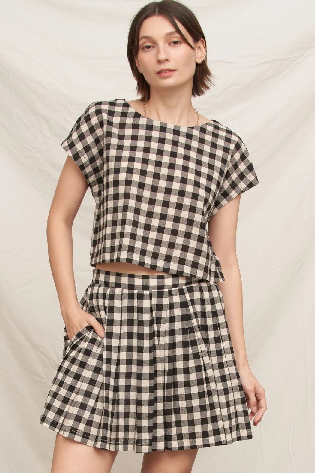 Jovie Pleated Skirt, Black Ivory sold by North & Main Clothing Company product image thumbnail 5