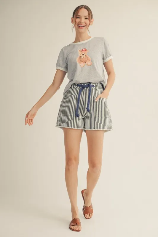 Elle Stripe Shorts, Denim made by JODIFL