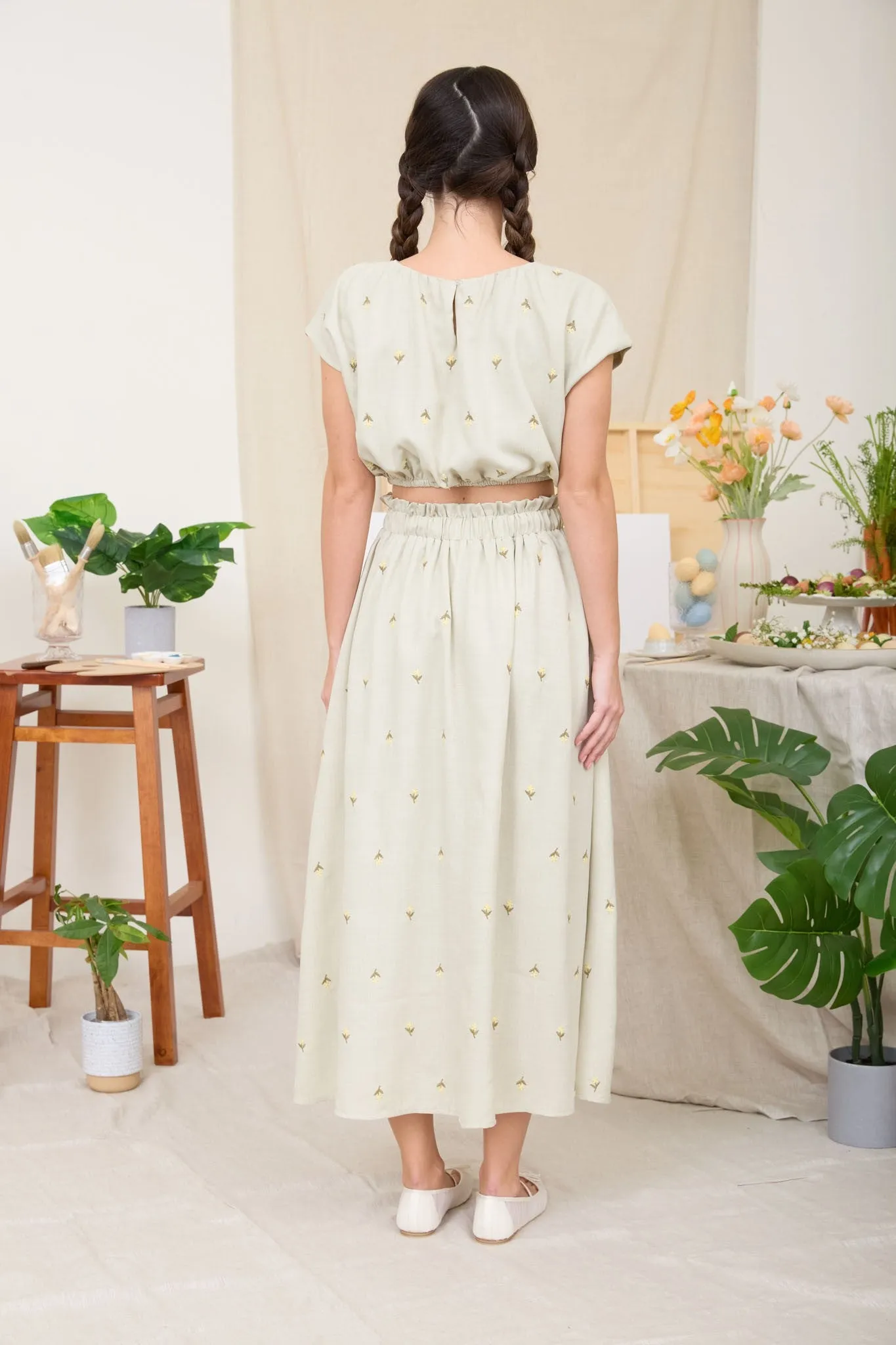 Kiera Embroidered Balloon Top, Light Olive sold by North & Main Clothing Company product image thumbnail 2