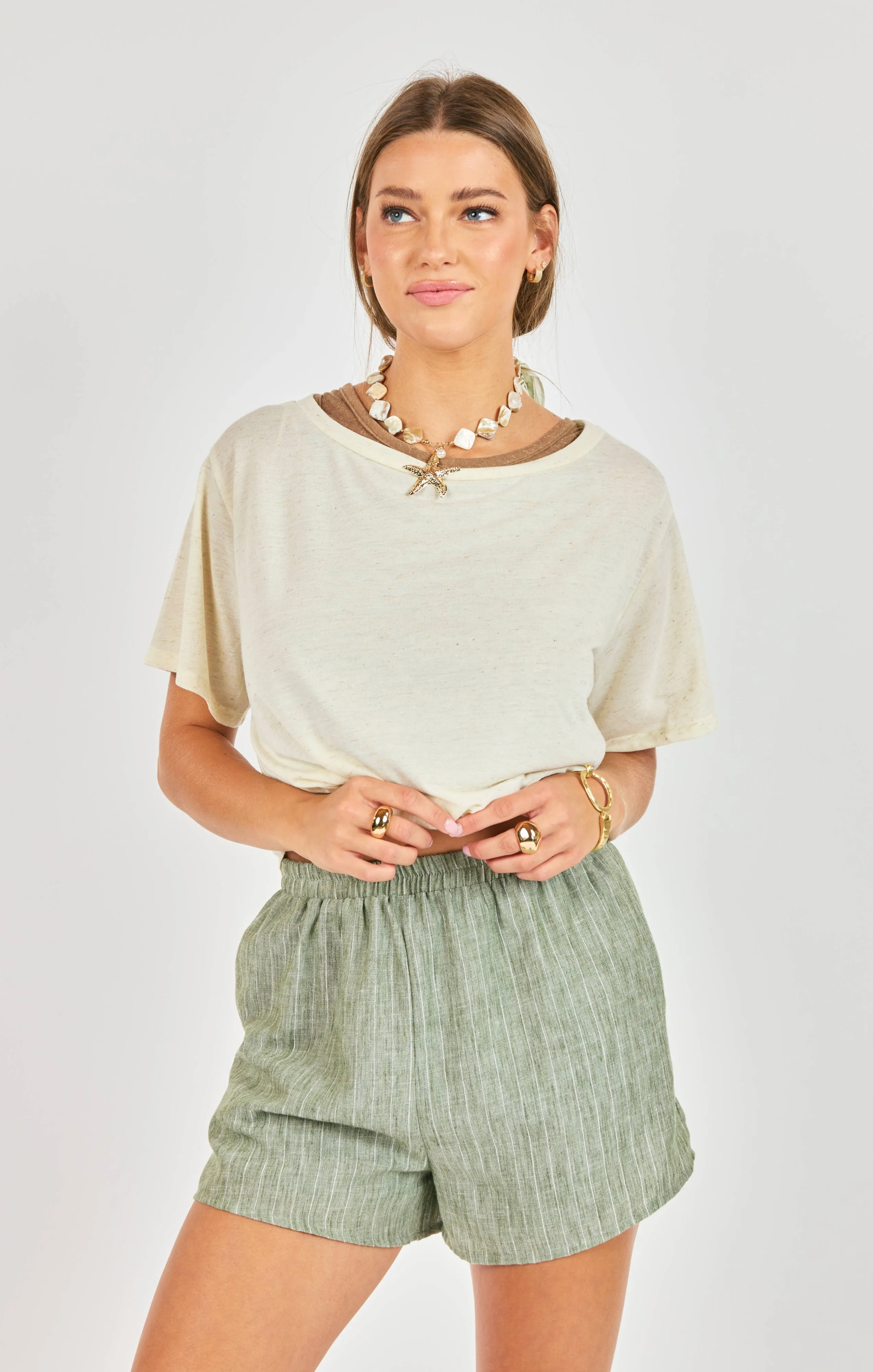 Sand Toys Layered Tank & Tee, Oatmeal Mocha | Sadie & Sage sold by North & Main Clothing Company