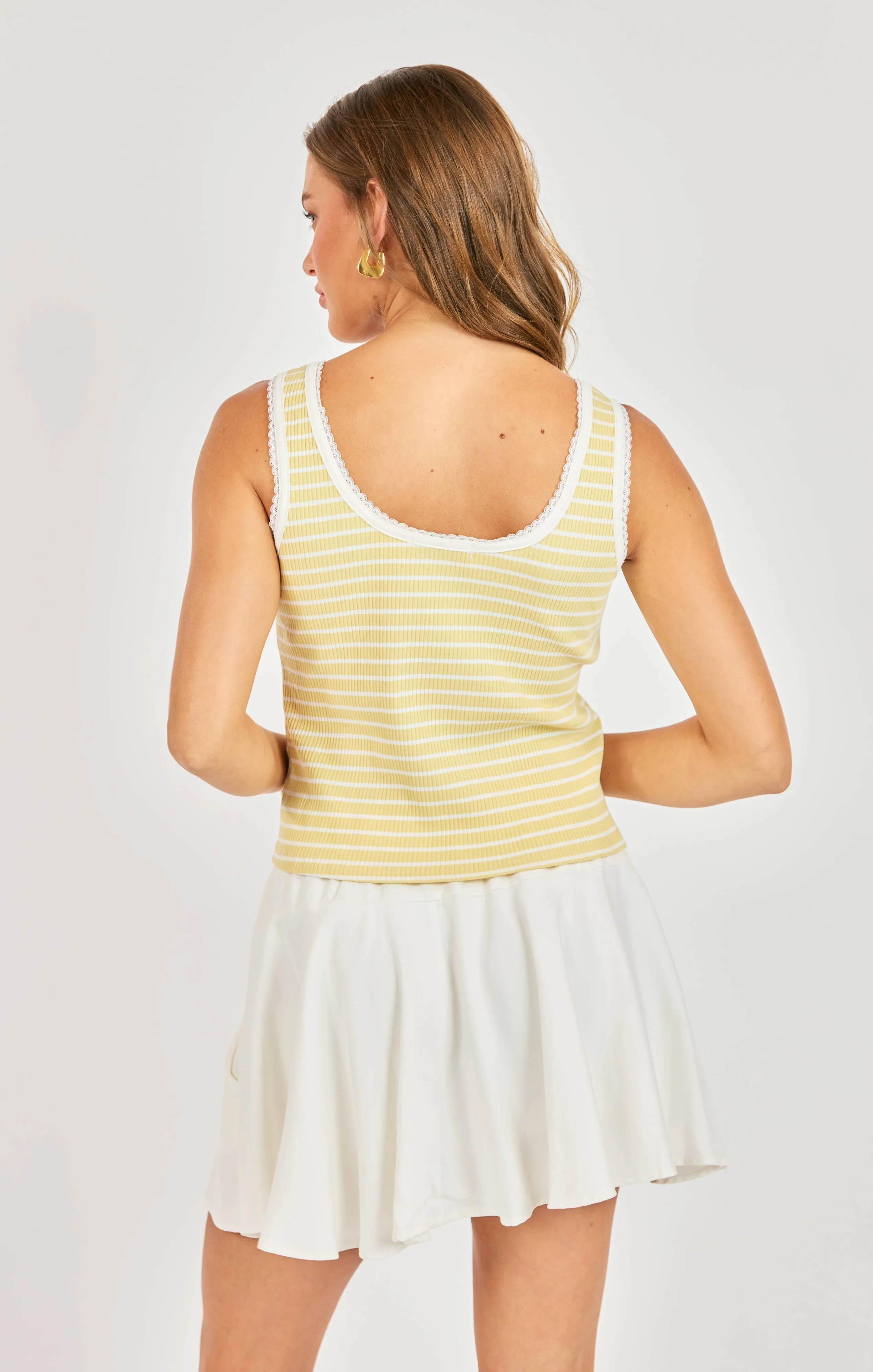 Dejavu Stripe Tank, Butter Ivory | Sadie & Sage sold by North & Main Clothing Company product image thumbnail 2