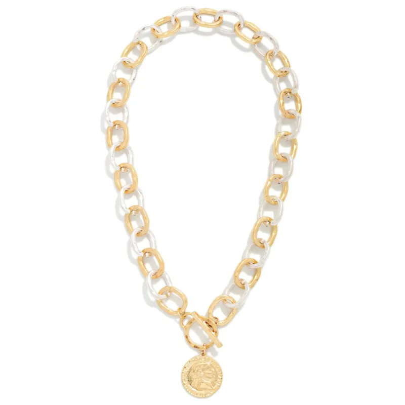 Hammered Metal Chain Link Necklace, Gold/Silver made by North & Main Clothing Company