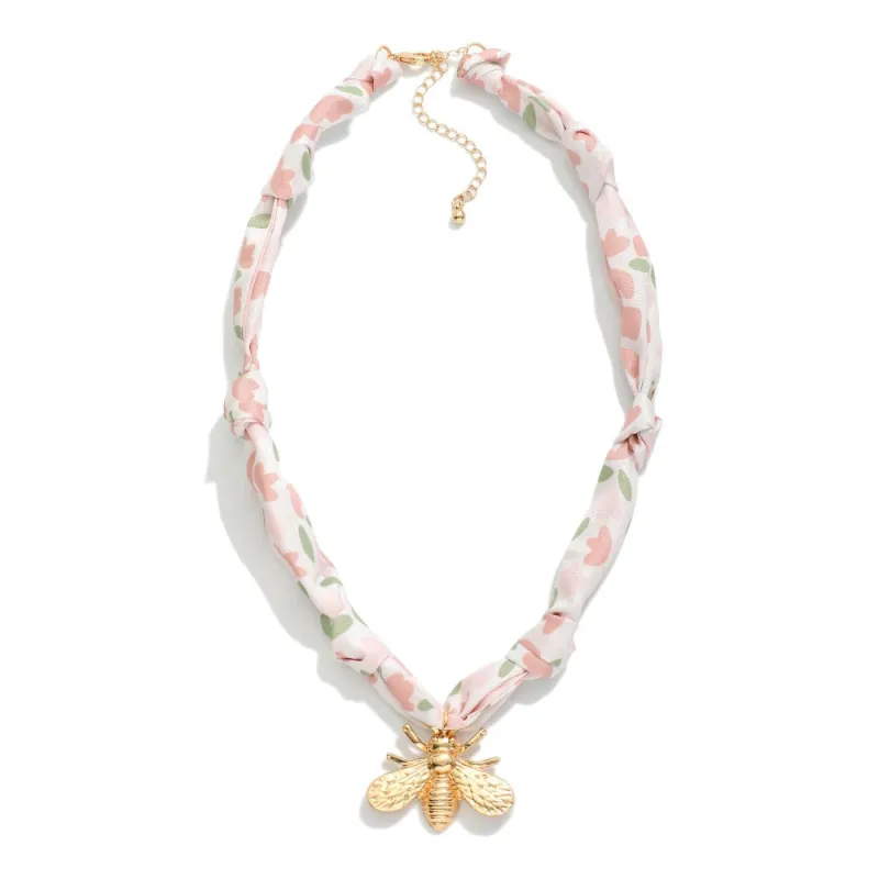 Floral Scarf Necklace, Pink made by North & Main Clothing Company