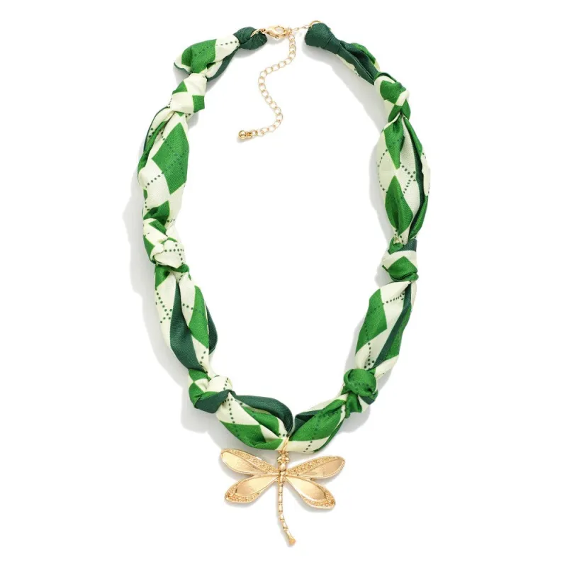 Printed Scarf Necklace, Green made by North & Main Clothing Company