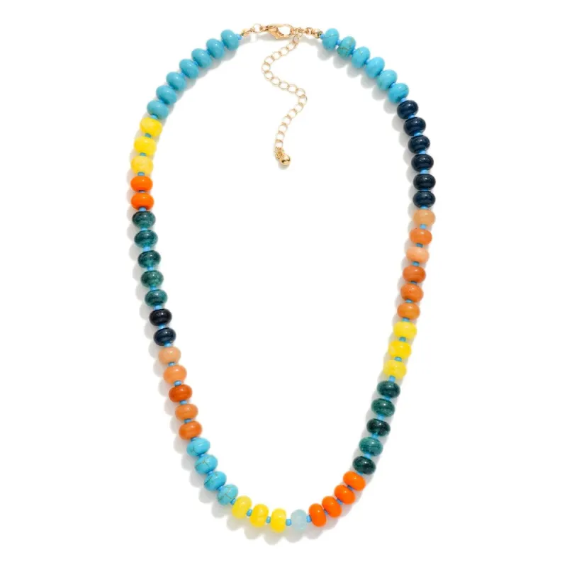 Candy Beaded Necklace, Turq Mix made by North & Main Clothing Company