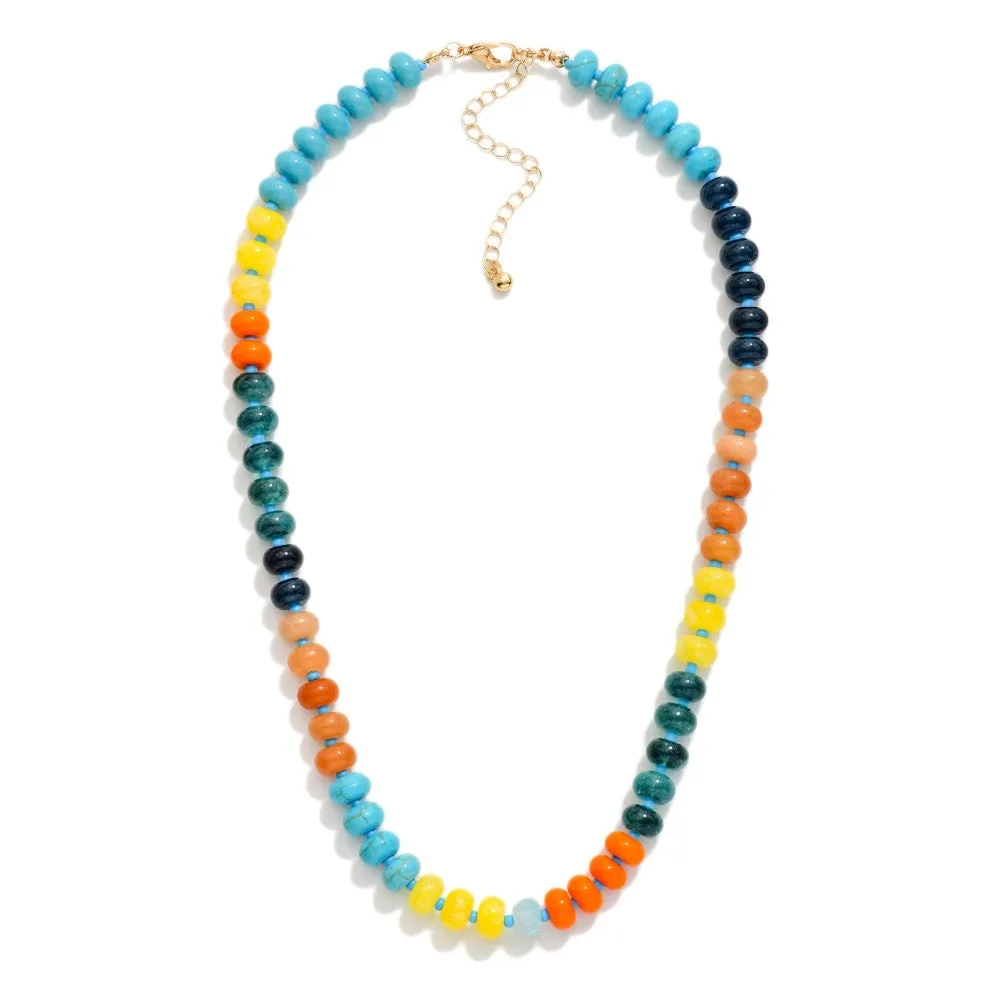 Candy Beaded Necklace, Turq Mix sold by North & Main Clothing Company