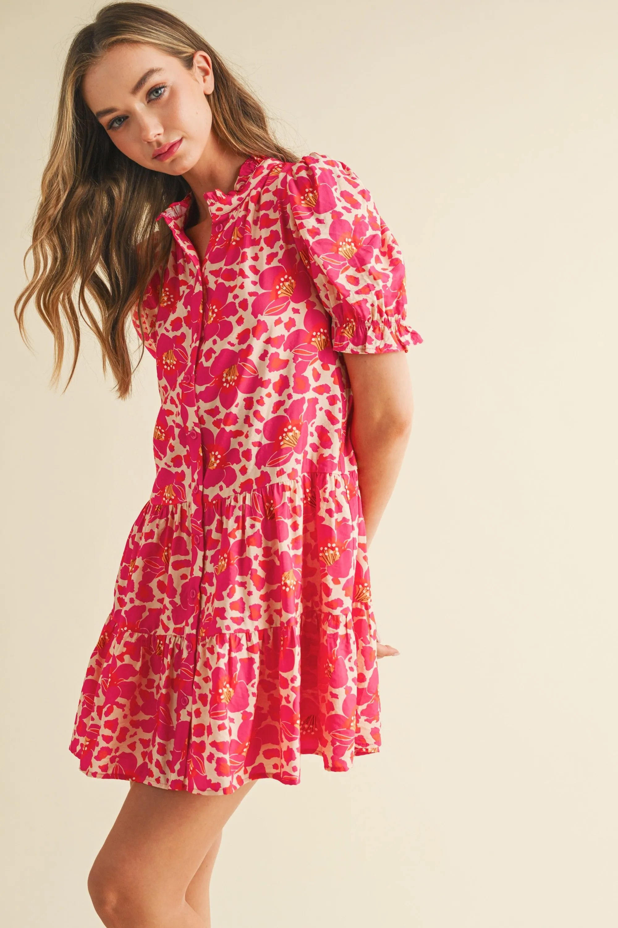 Peyton Floral Mini Dress, Pink sold by North & Main Clothing Company product image thumbnail 3