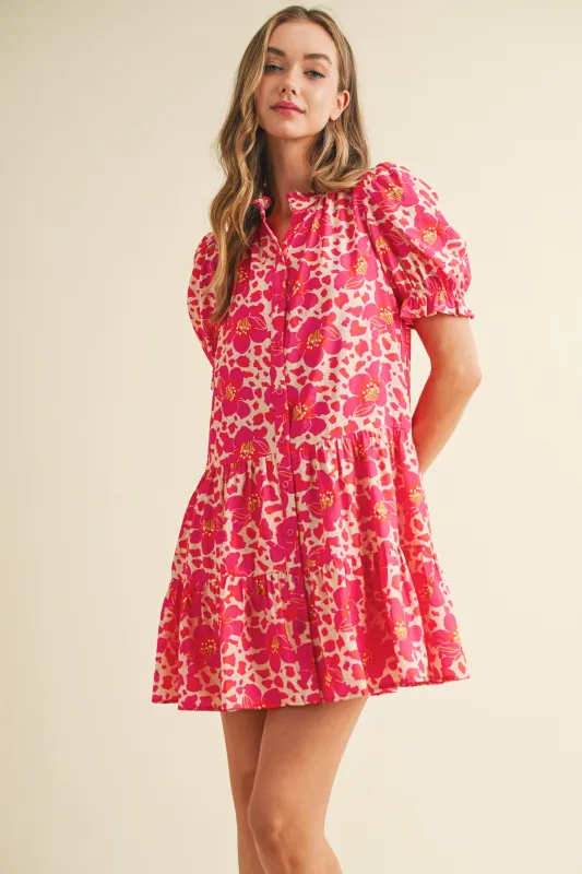 Peyton Floral Mini Dress, Pink made by TCEC