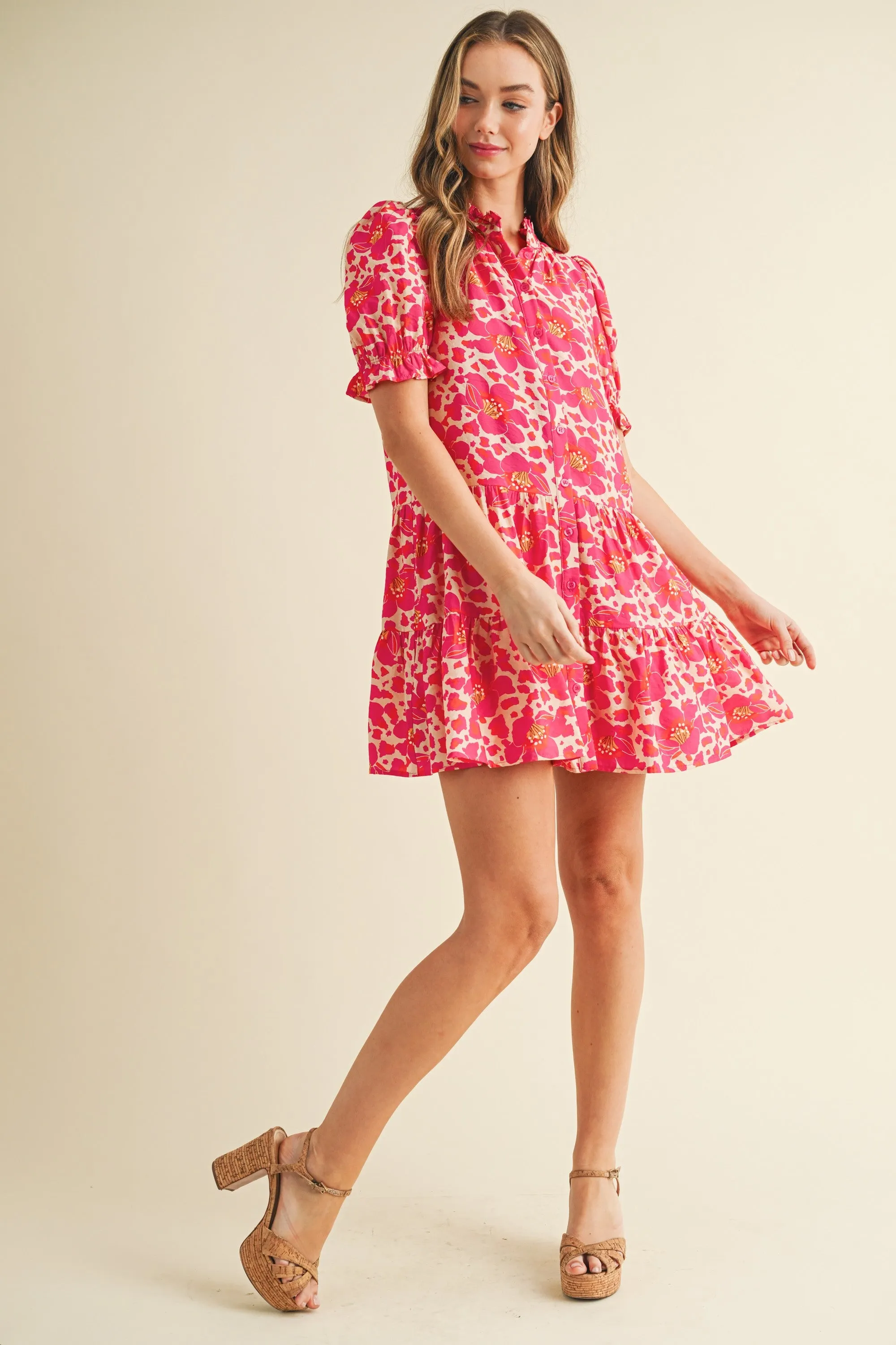 Peyton Floral Mini Dress, Pink sold by North & Main Clothing Company product image thumbnail 2