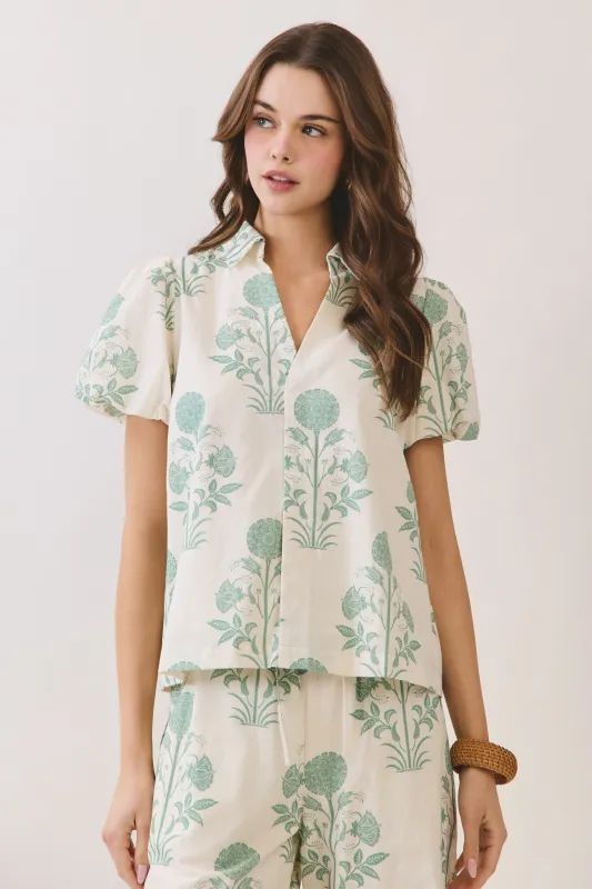 Kyleigh Floral Top, Green made by TCEC