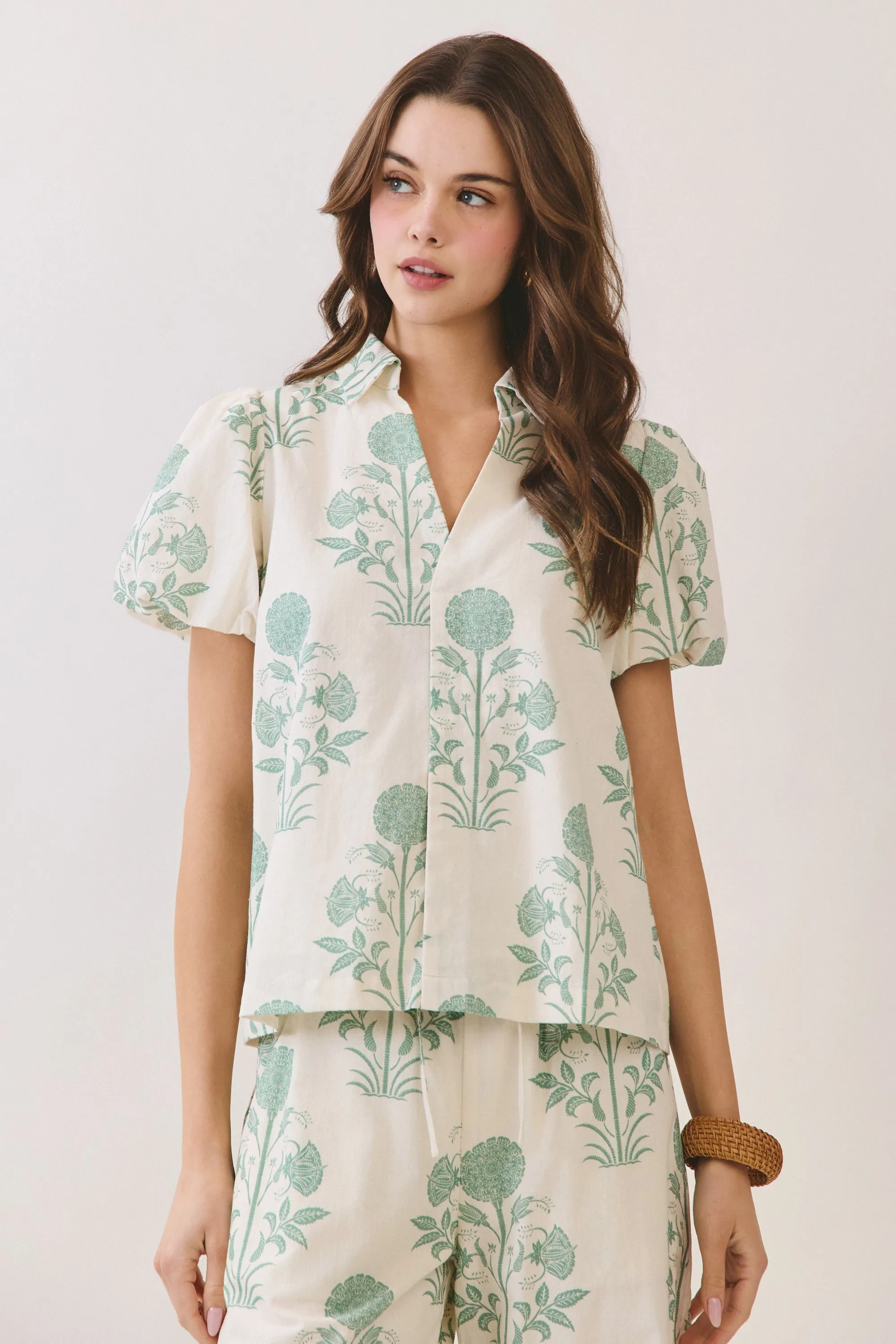 Kyleigh Floral Top, Green sold by North & Main Clothing Company