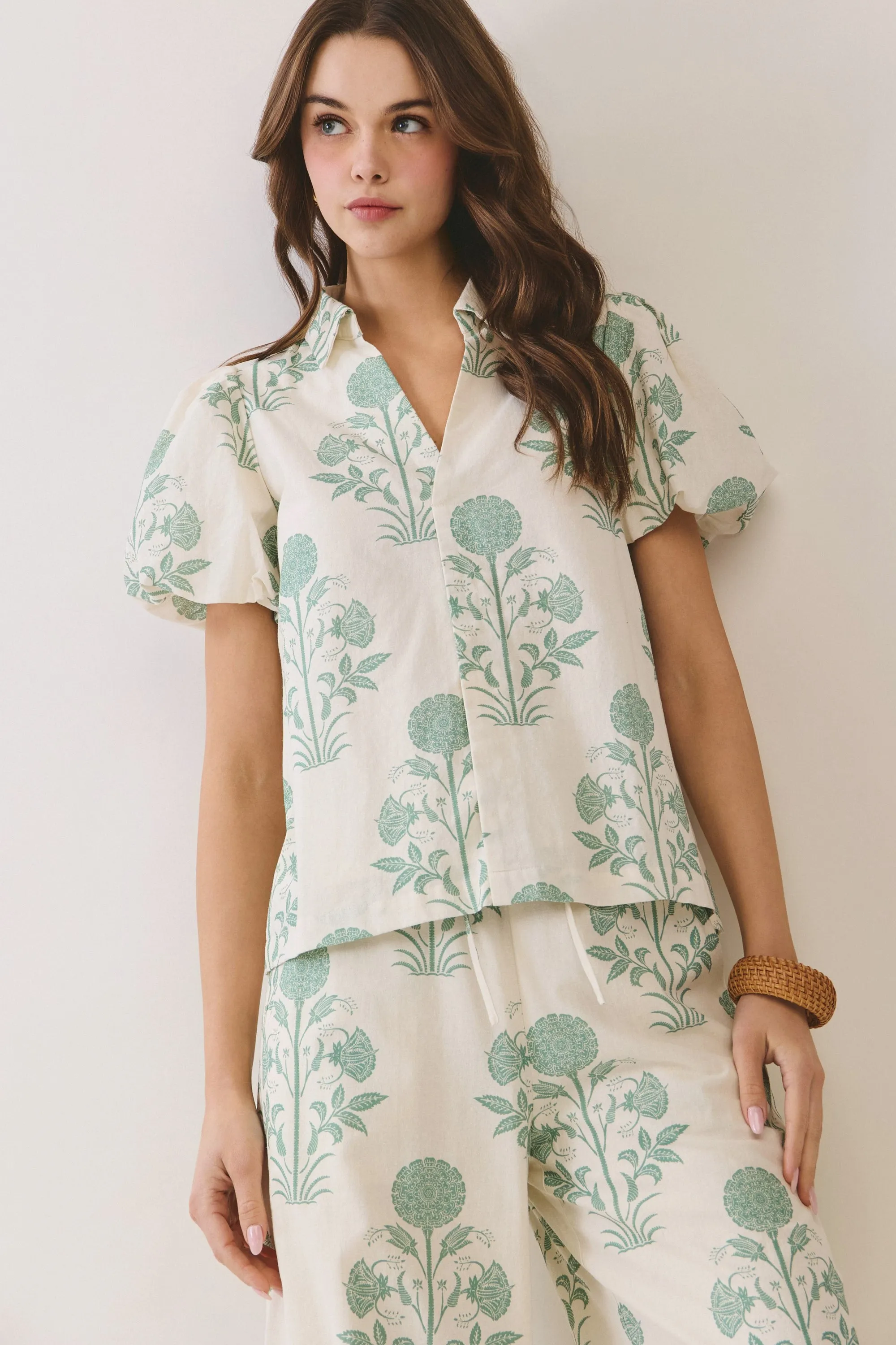 Kyleigh Floral Top, Green sold by North & Main Clothing Company product image thumbnail 5