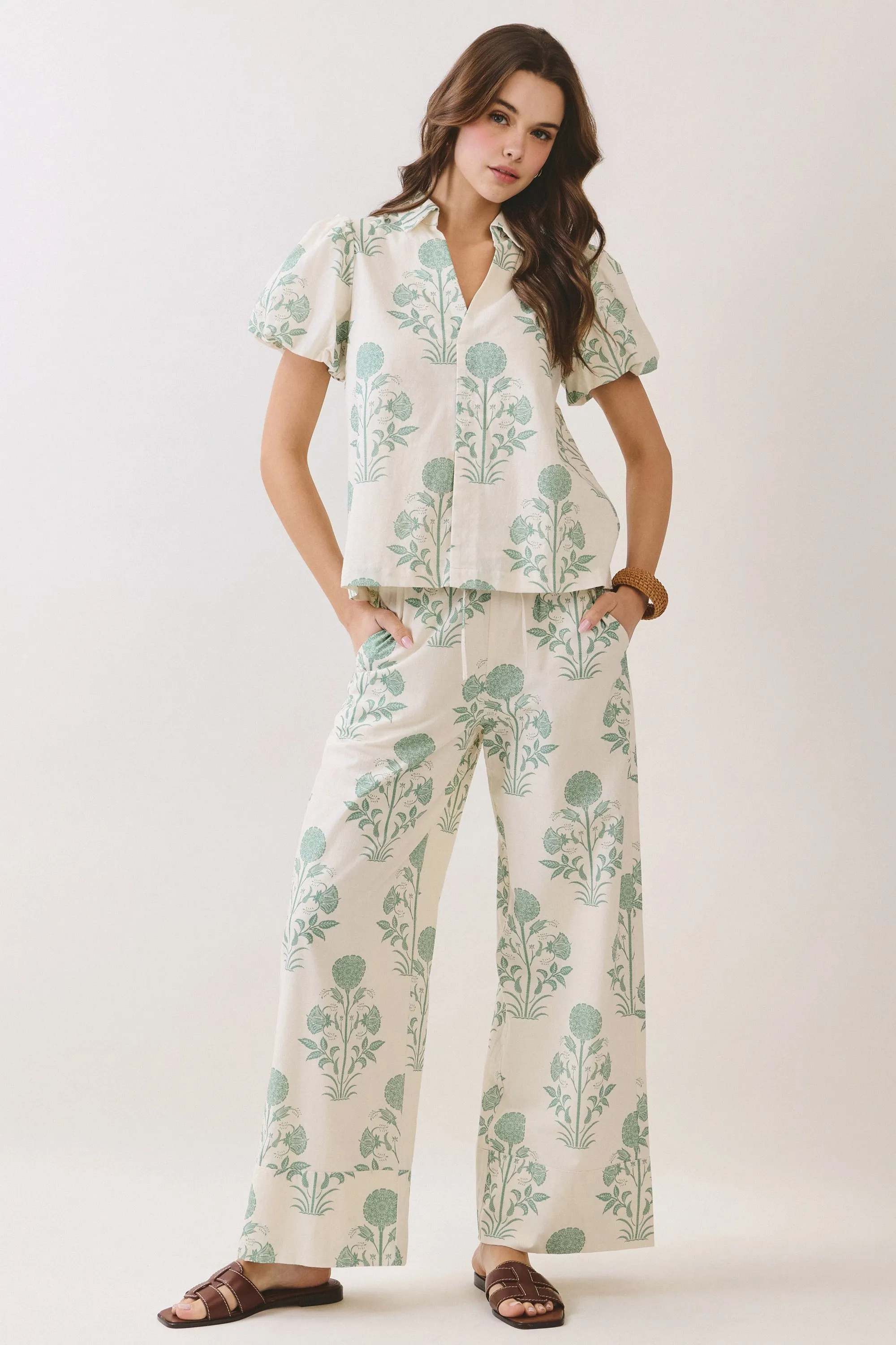 Kyleigh Floral Top, Green sold by North & Main Clothing Company product image thumbnail 4