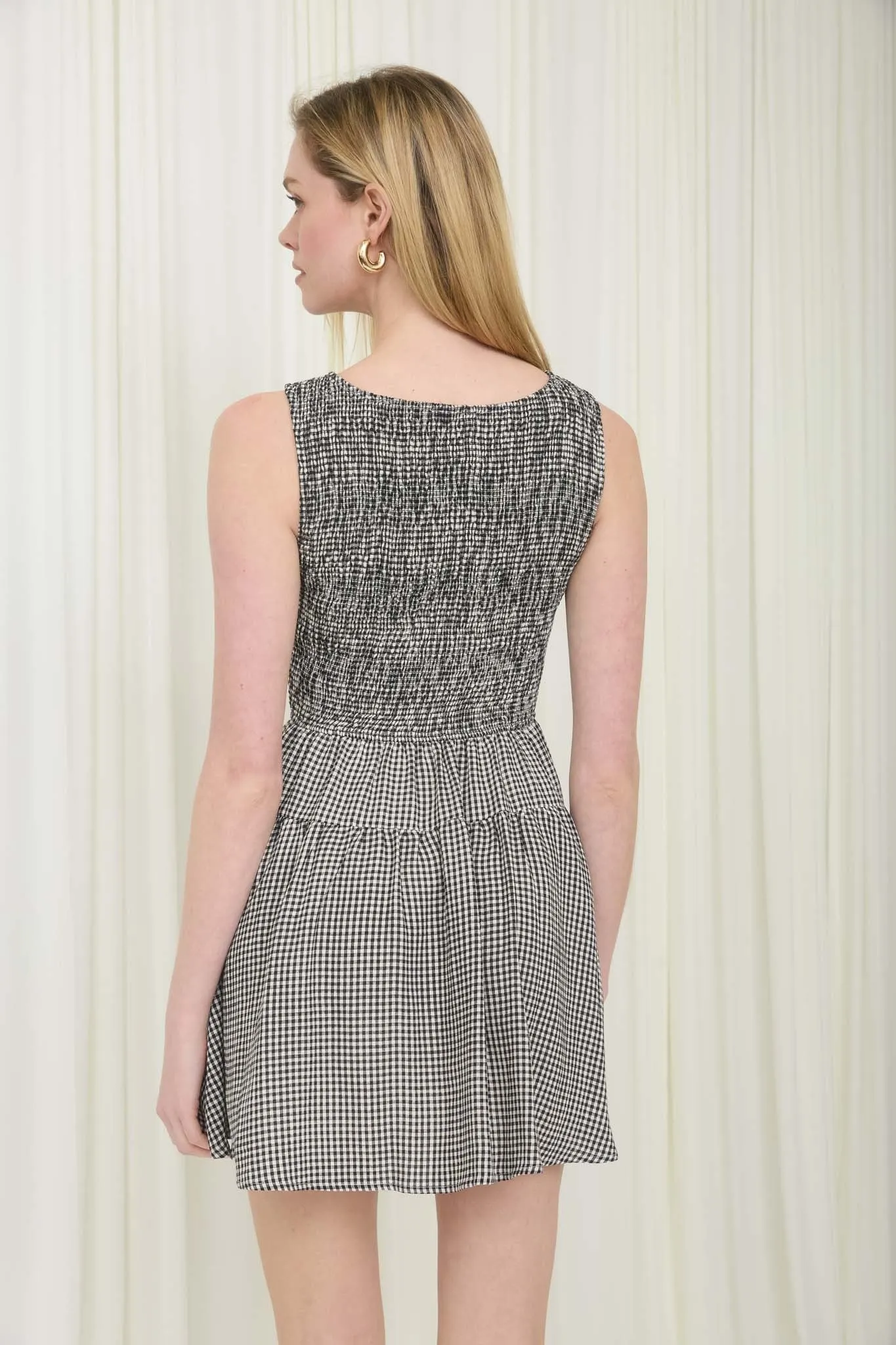 Gingham Mini Dress, Black sold by North & Main Clothing Company product image thumbnail 5