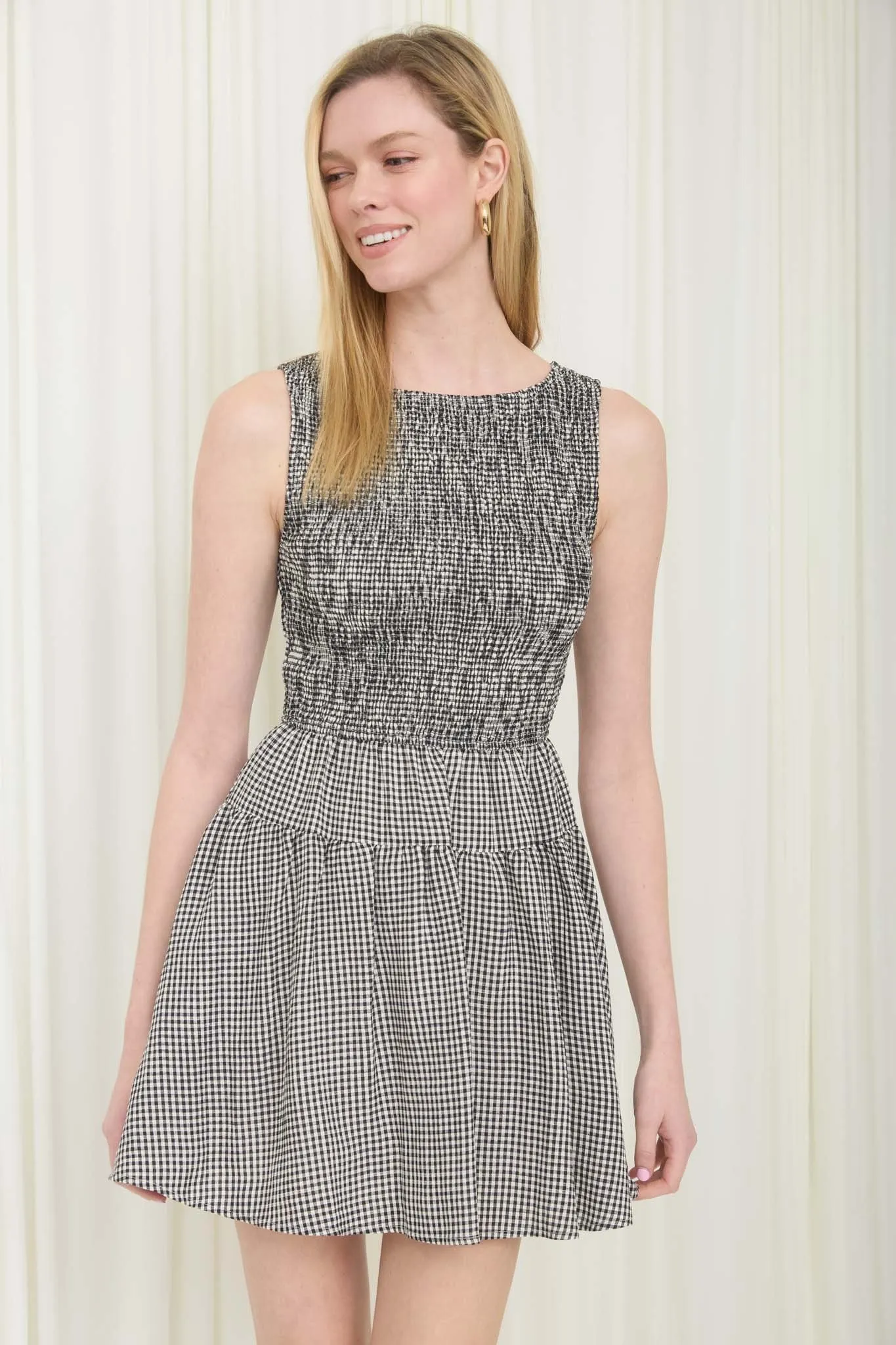 Gingham Mini Dress, Black sold by North & Main Clothing Company product image thumbnail 3