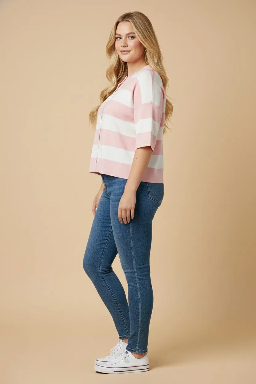 Vera Striped Knit Top, Pink | Plus Size sold by North & Main Clothing Company product image thumbnail 2