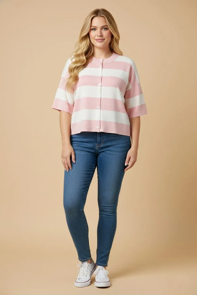 Vera Striped Knit Top, Pink | Plus Size sold by North & Main Clothing Company product image thumbnail 3