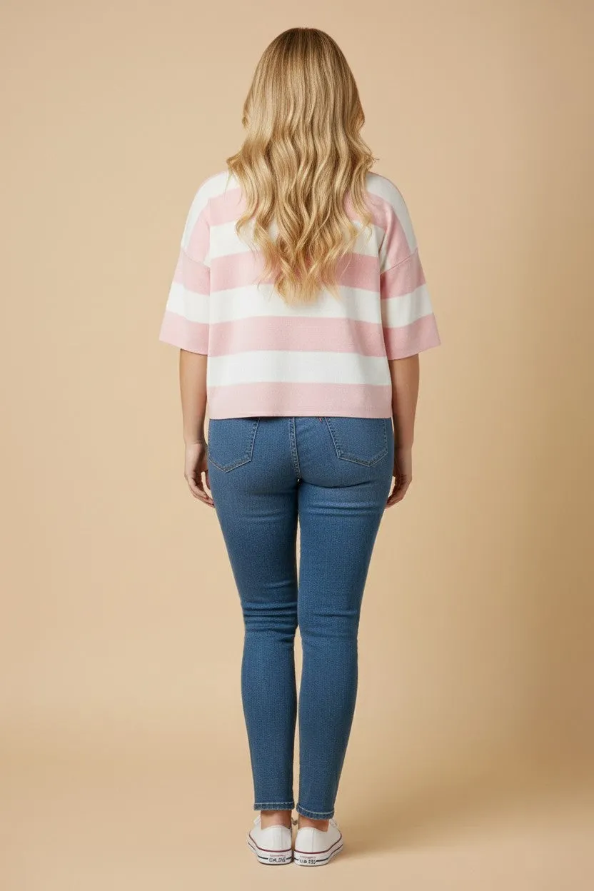 Vera Striped Knit Top, Pink | Plus Size sold by North & Main Clothing Company product image thumbnail 4