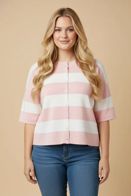 Vera Striped Knit Top, Pink | Plus Size made by Hayden