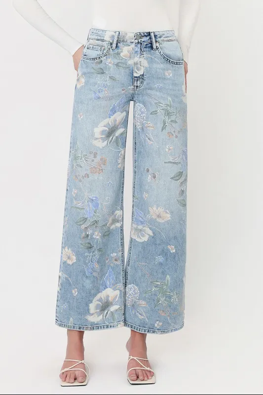 Super High Rise Flare Jeans, Floral Print made by Vervet