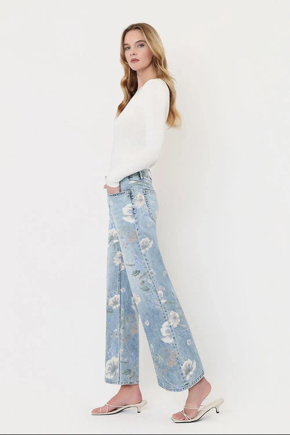 Super High Rise Flare Jeans, Floral Print sold by North & Main Clothing Company product image thumbnail 5