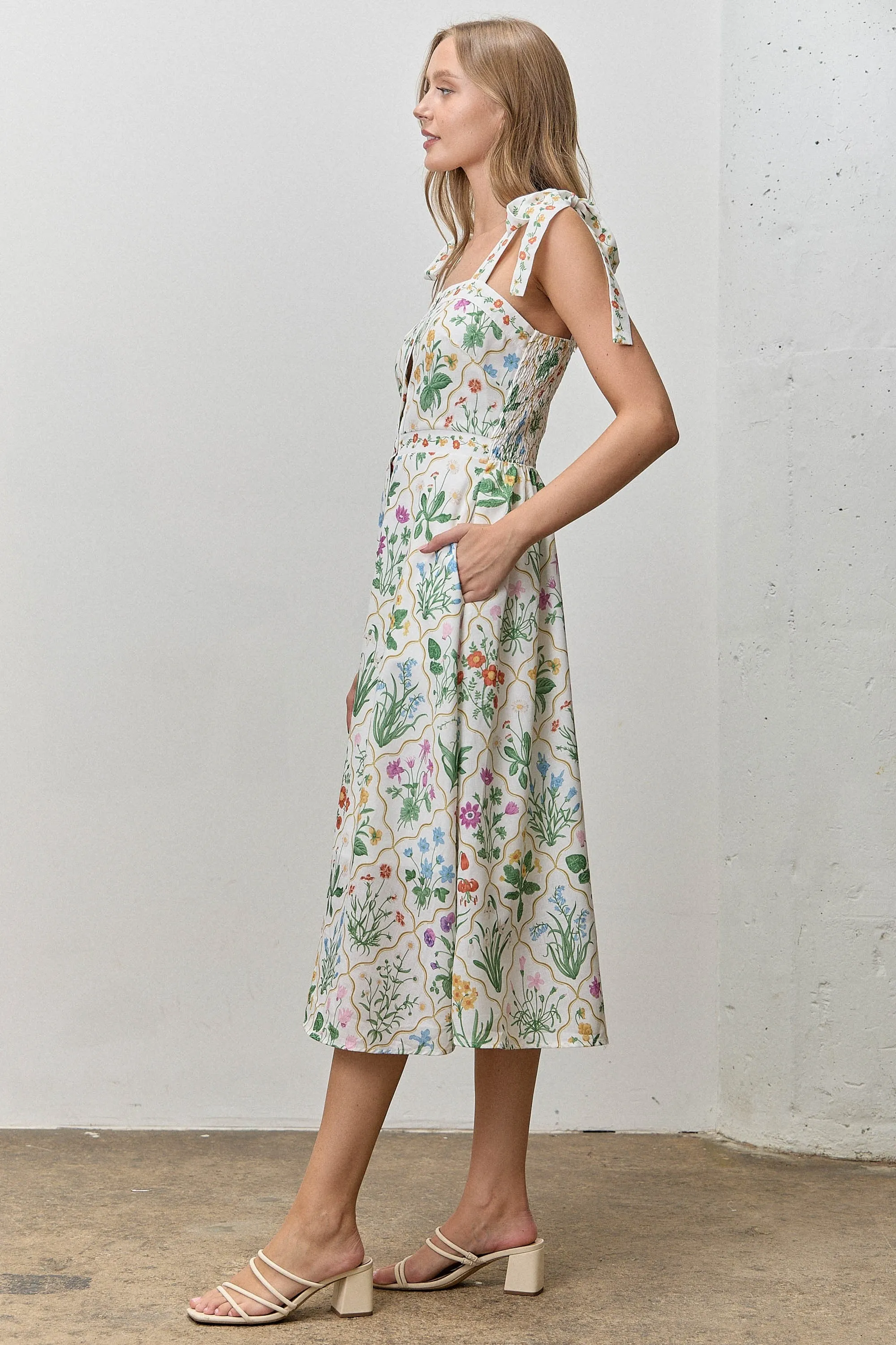 Haven Floral Midi Dress, Ivory Multi sold by North & Main Clothing Company product image thumbnail 2