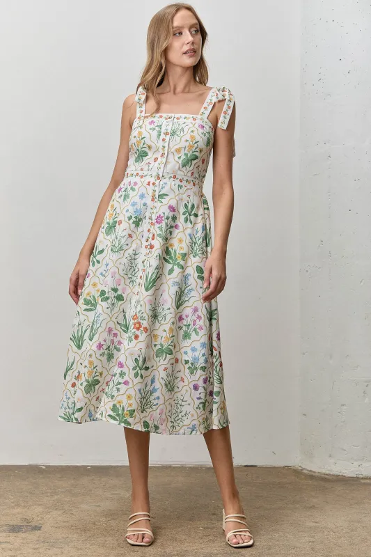 Haven Floral Midi Dress, Ivory Multi made by Polagram