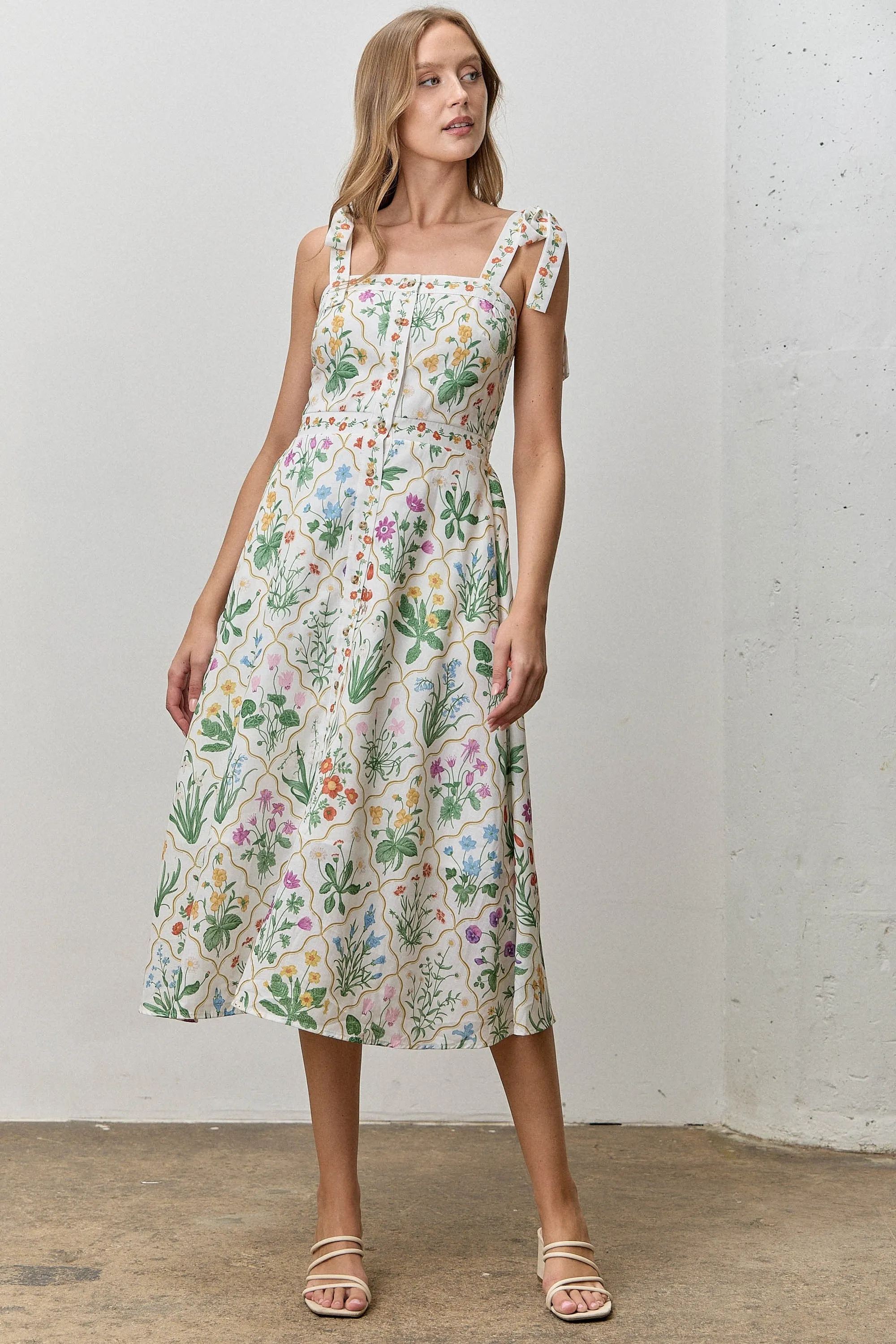 Haven Floral Midi Dress, Ivory Multi sold by North & Main Clothing Company