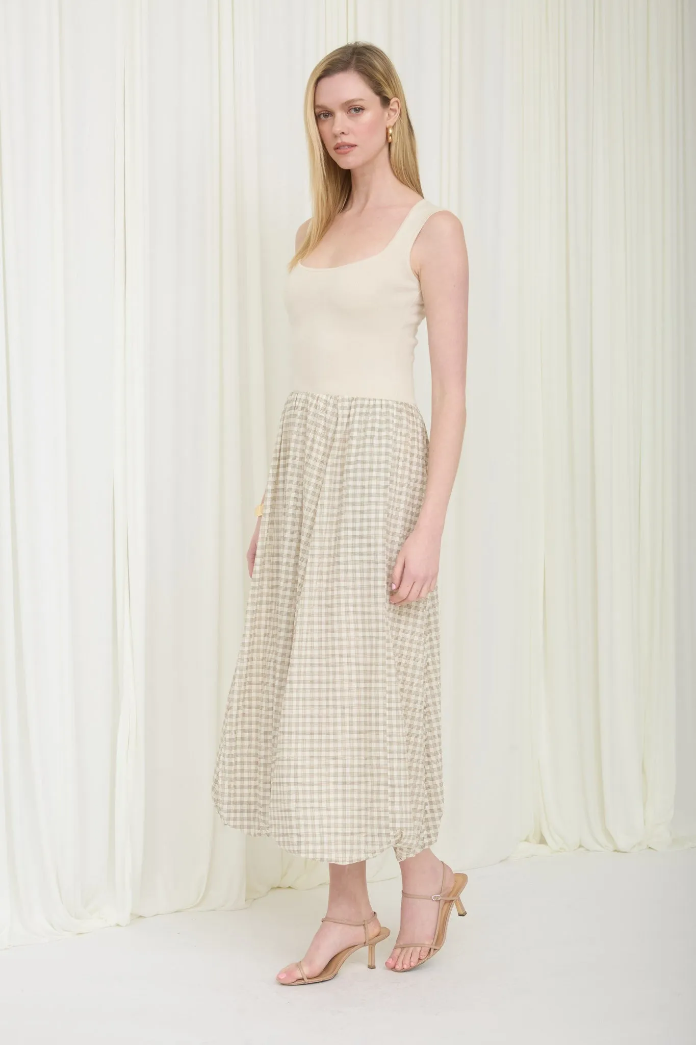 Ivy Mixed Media Midi Dress, Cream sold by North & Main Clothing Company product image thumbnail 3