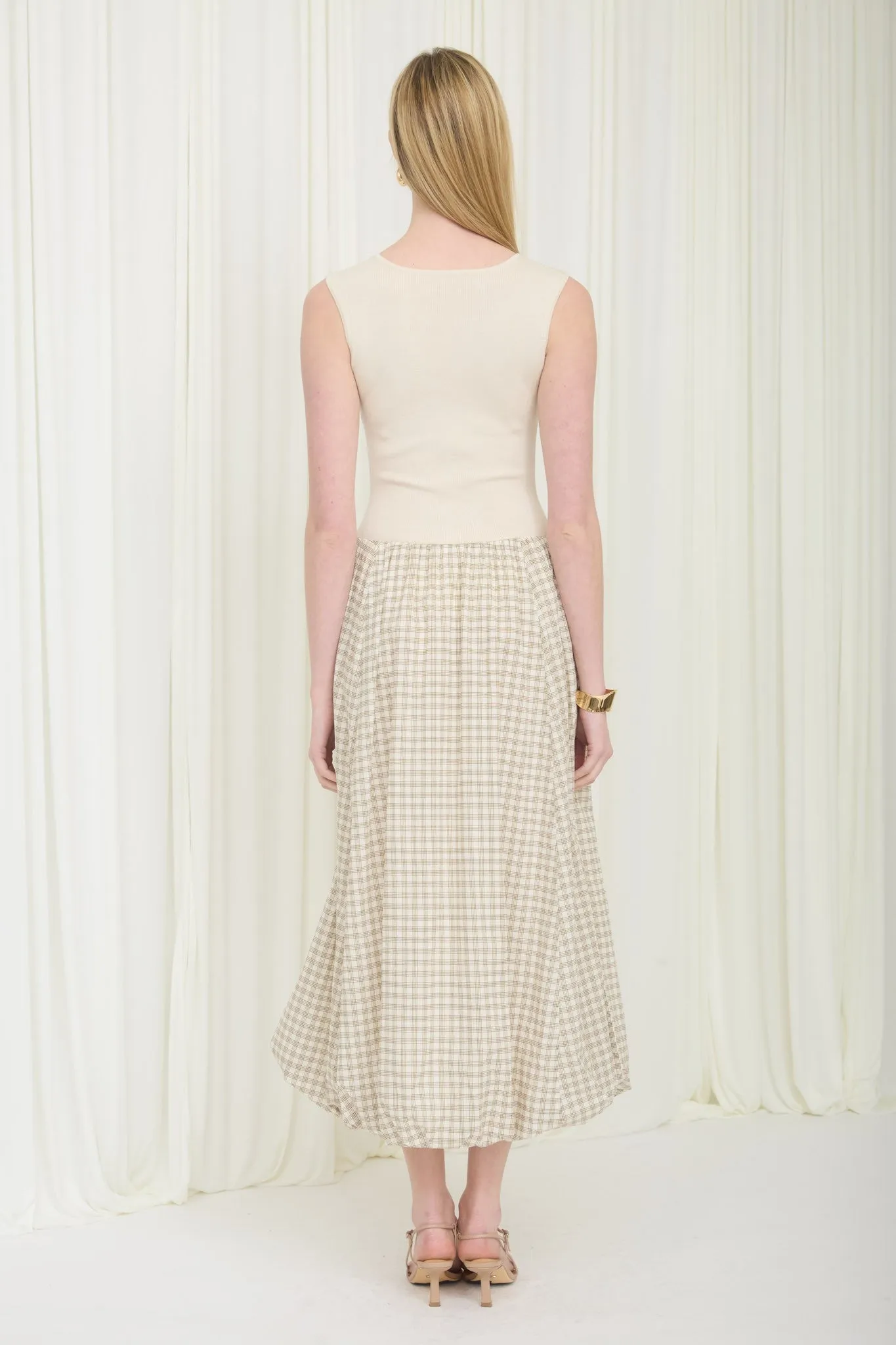 Ivy Mixed Media Midi Dress, Cream sold by North & Main Clothing Company product image thumbnail 4