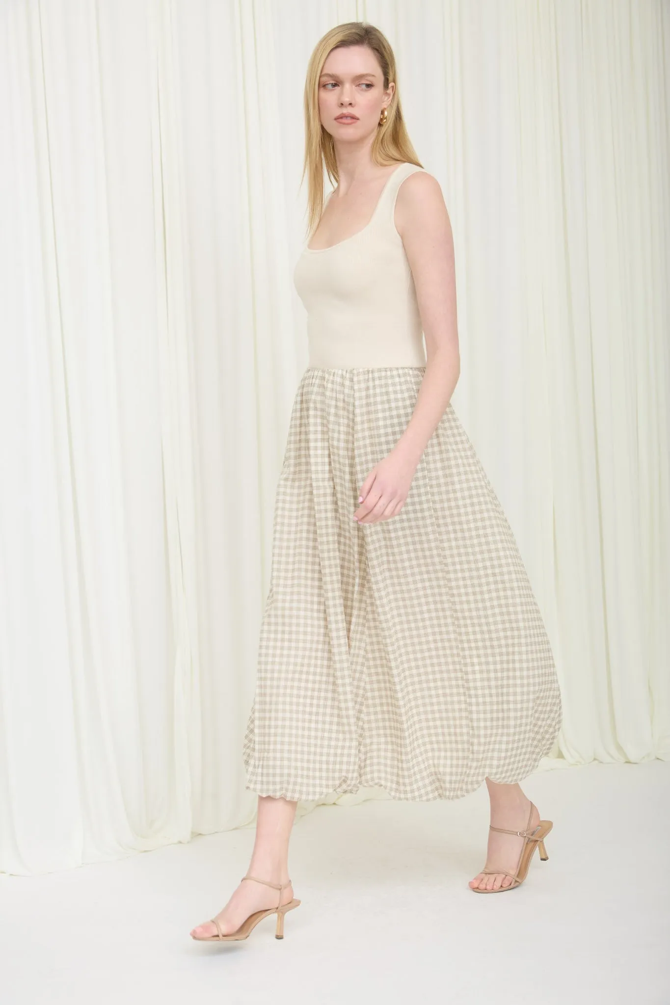 Ivy Mixed Media Midi Dress, Cream sold by North & Main Clothing Company product image thumbnail 2