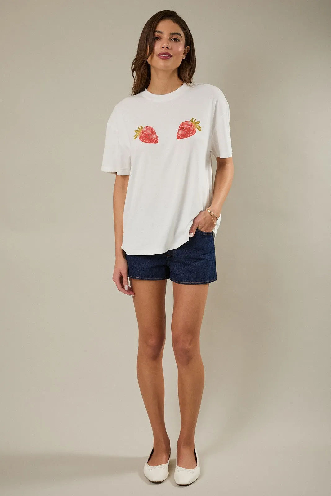 Strawberry Graphic Tee, White sold by North & Main Clothing Company product image thumbnail 3