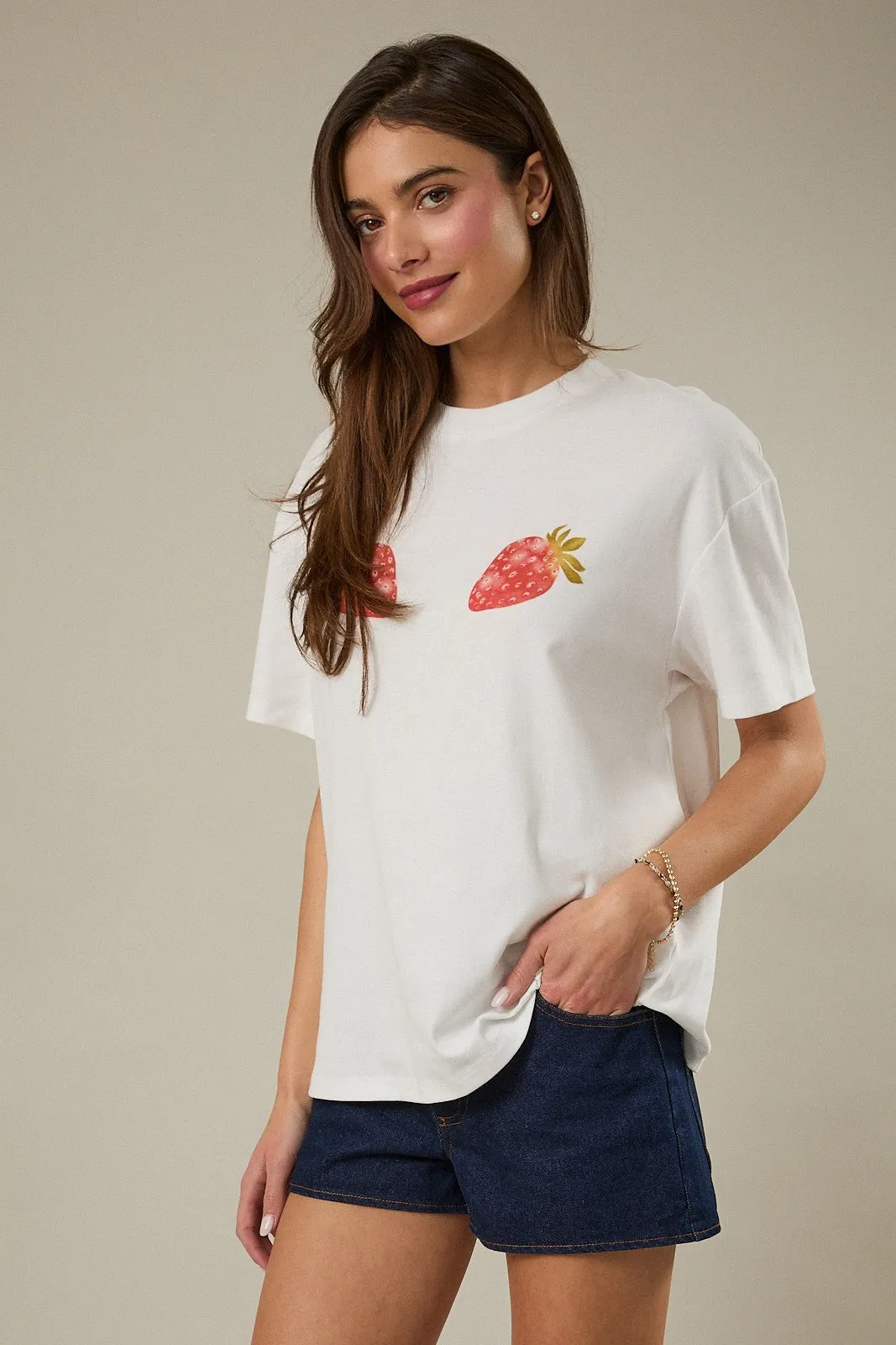Strawberry Graphic Tee, White sold by North & Main Clothing Company product image thumbnail 4
