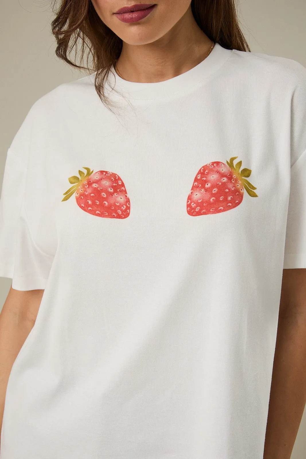 Strawberry Graphic Tee, White sold by North & Main Clothing Company product image thumbnail 2