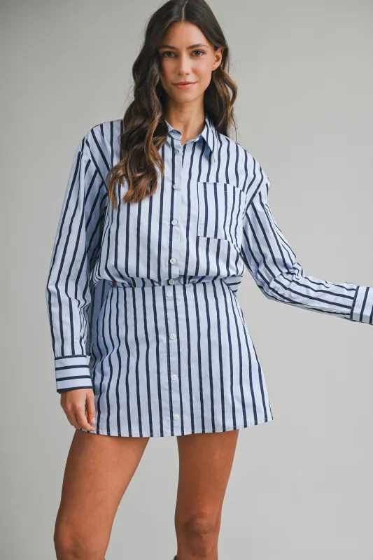 Wren Button Down Shirt & Skort Set, Blue made by MABLE