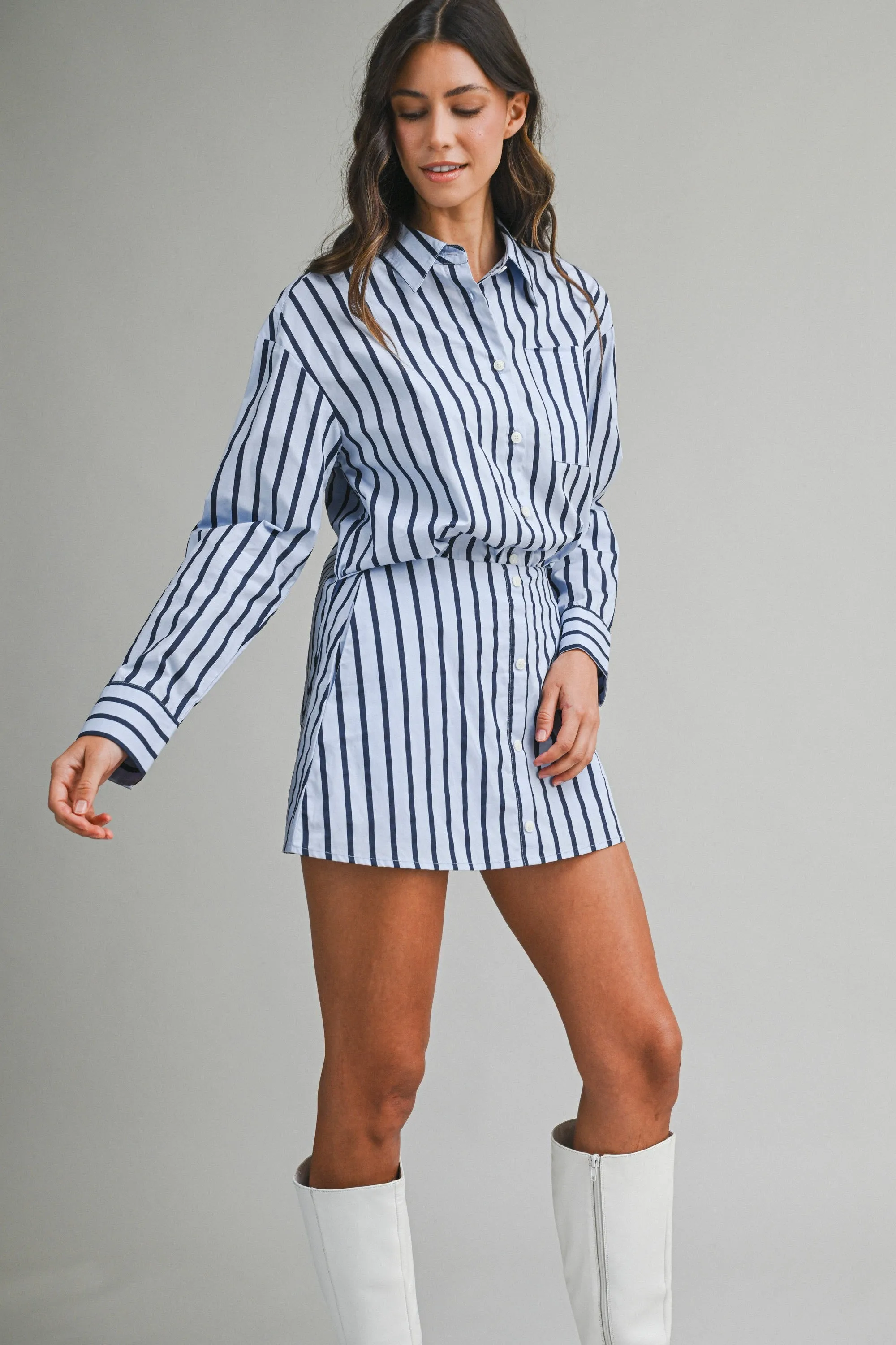 Wren Button Down Shirt & Skort Set, Blue sold by North & Main Clothing Company product image thumbnail 3