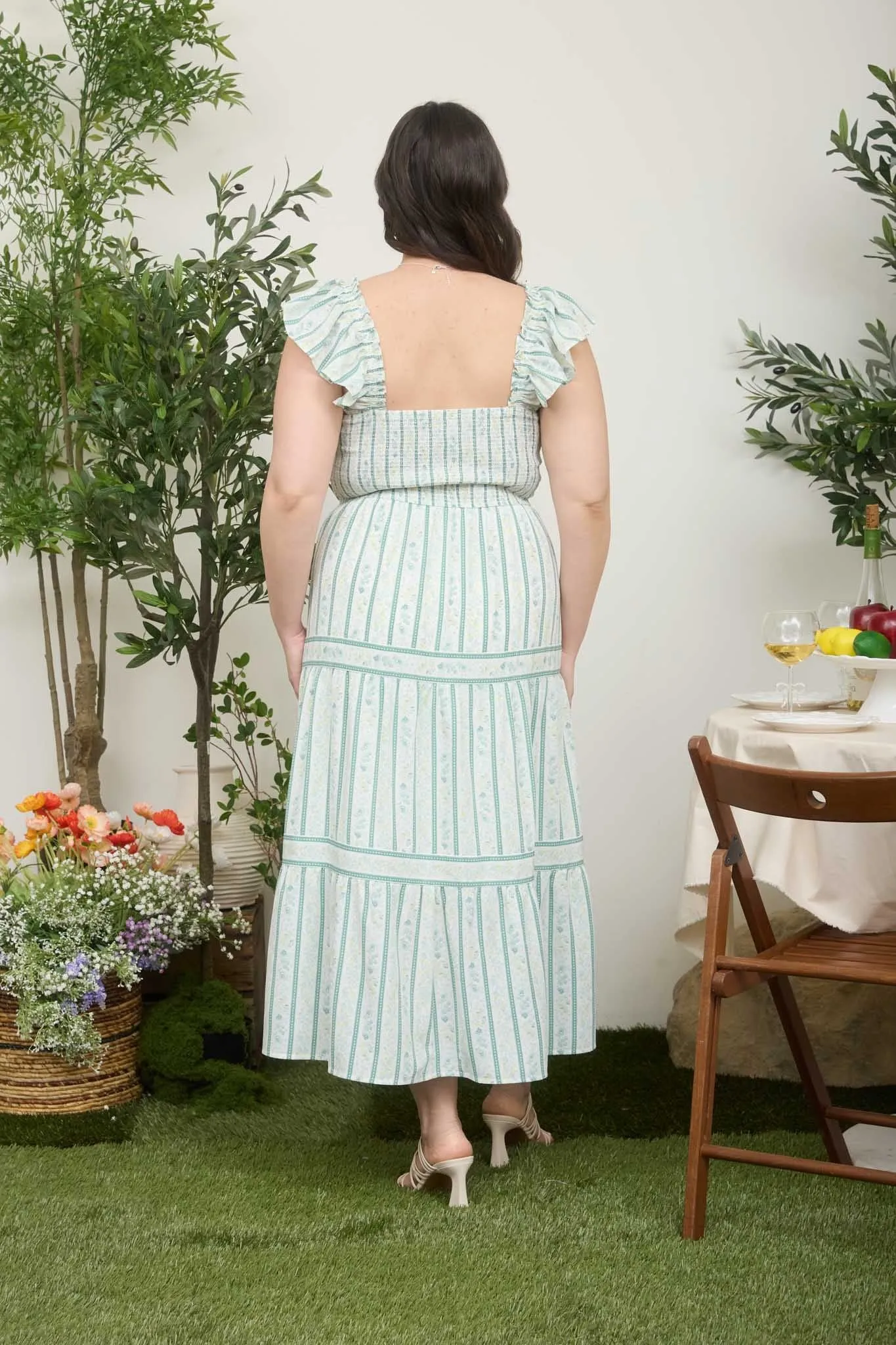 Lizzie Tiered Midi Dress, Sage Multi | Plus Size sold by North & Main Clothing Company product image thumbnail 3