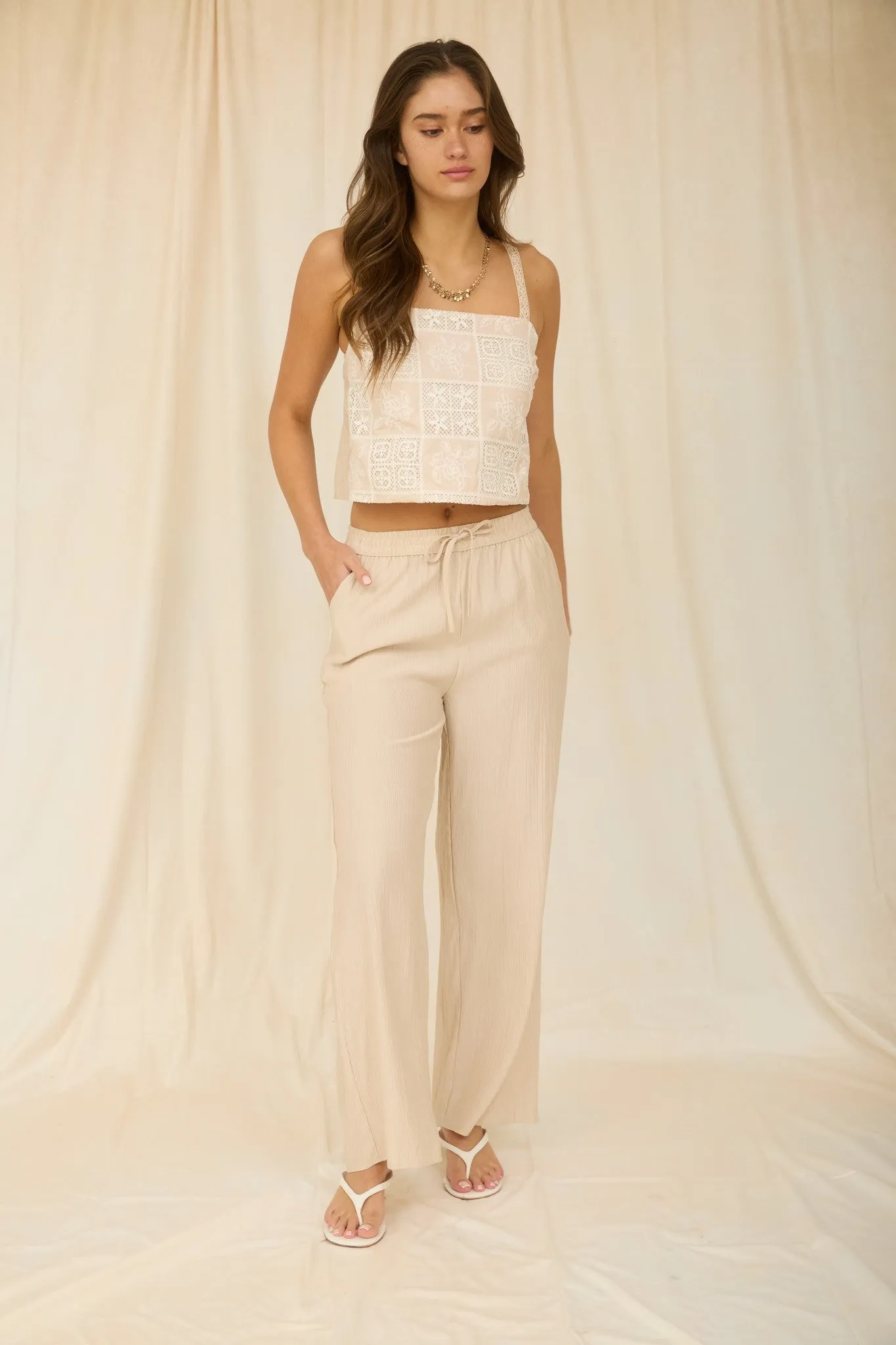 Alice Embroidered Lace Top, Light Khaki sold by North & Main Clothing Company product image thumbnail 2