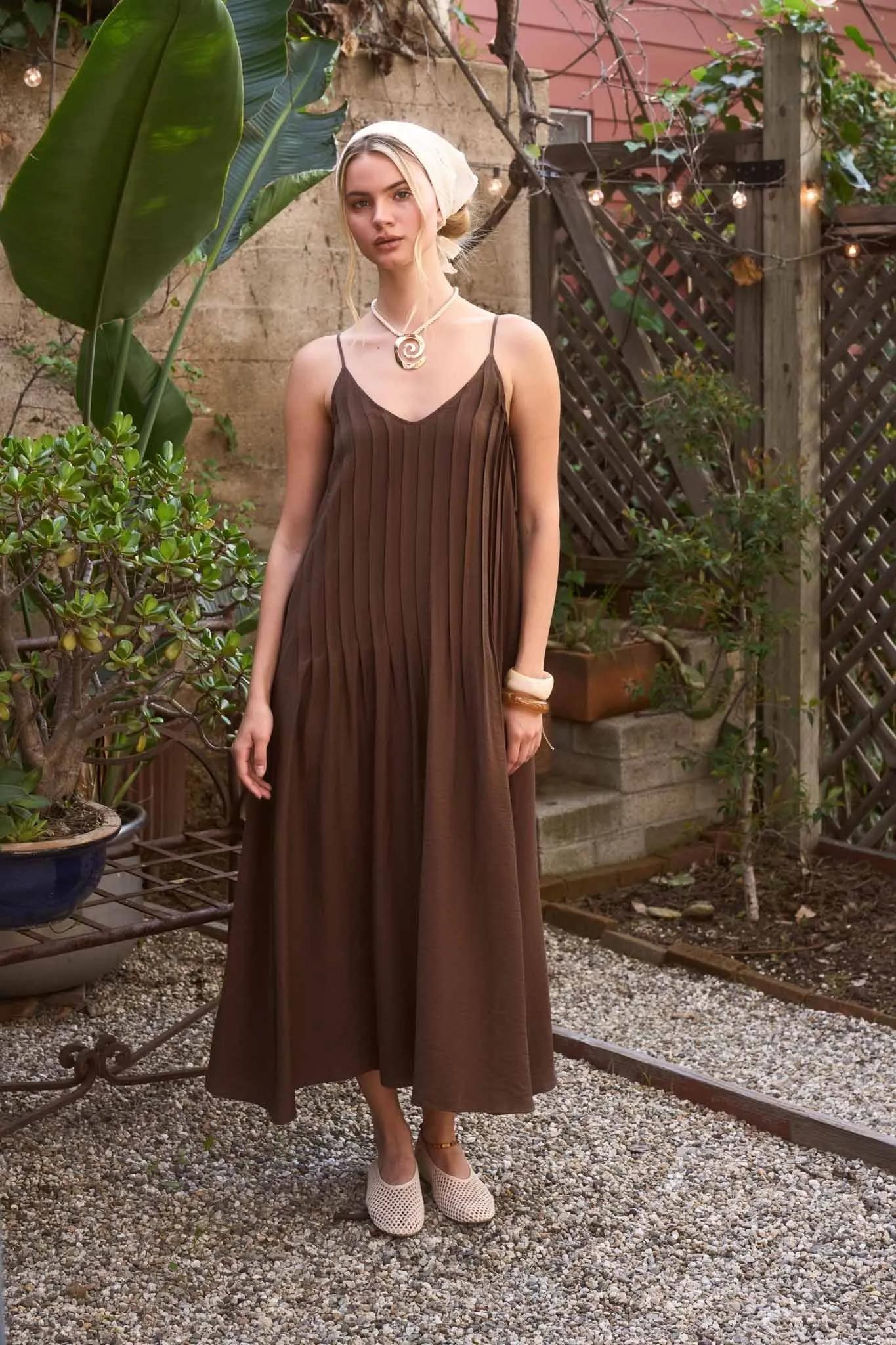 Mel Midi Dress, Brown sold by North & Main Clothing Company