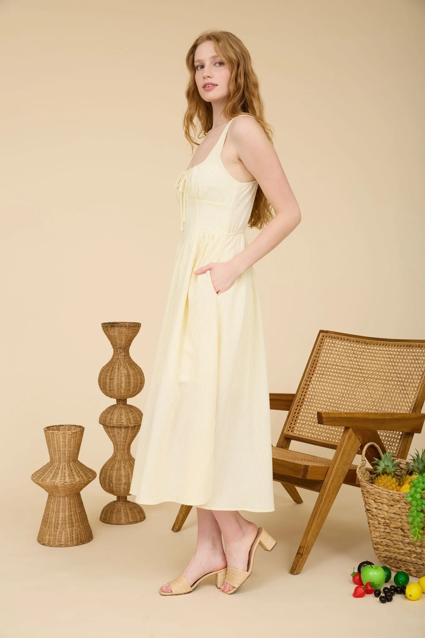 Genevieve Striped Corset Detail Dress, Butter Yellow sold by North & Main Clothing Company product image thumbnail 4